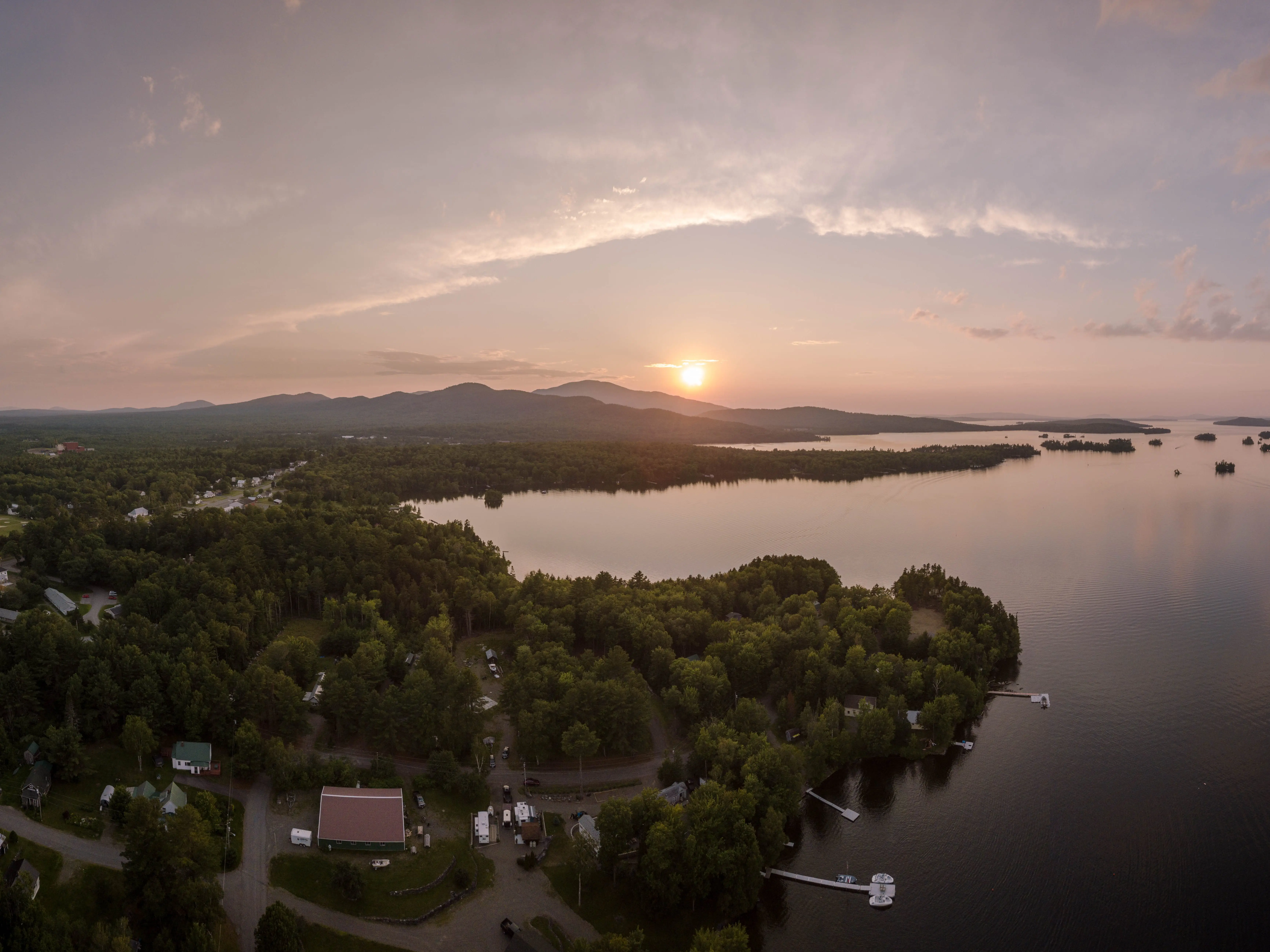 Moosehead Lake, Maine, at sunset.