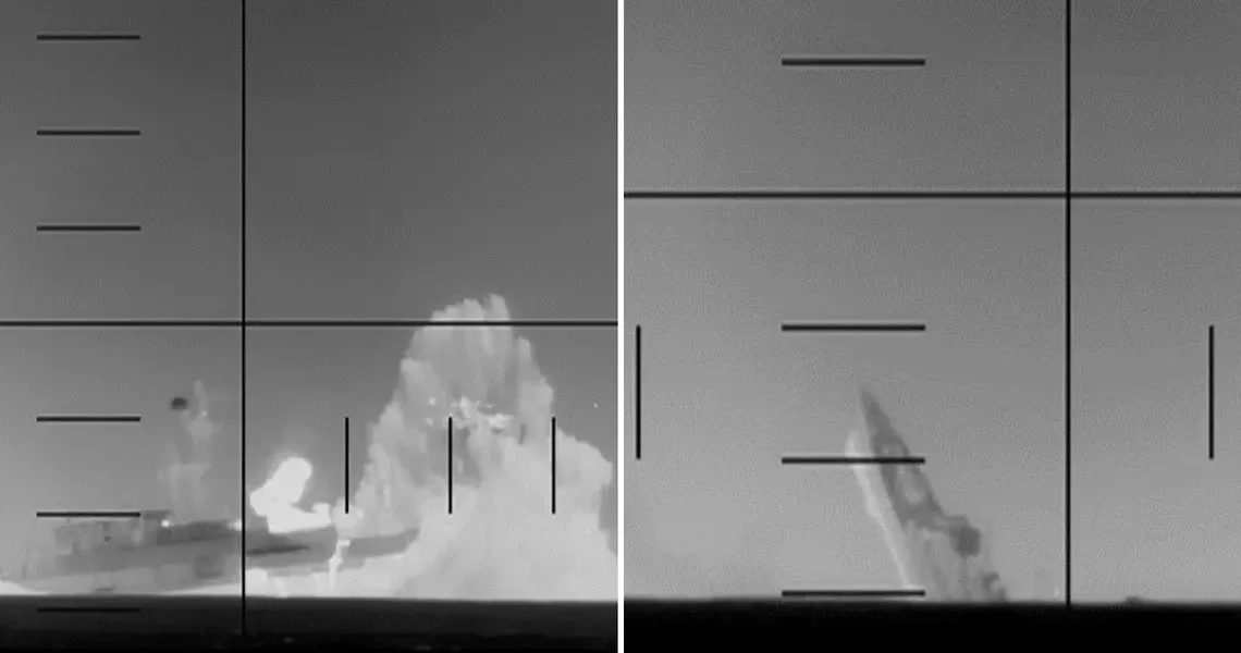 Hidden details in the video of a US submarine sinking an Iranian warship, according to a WWII expert