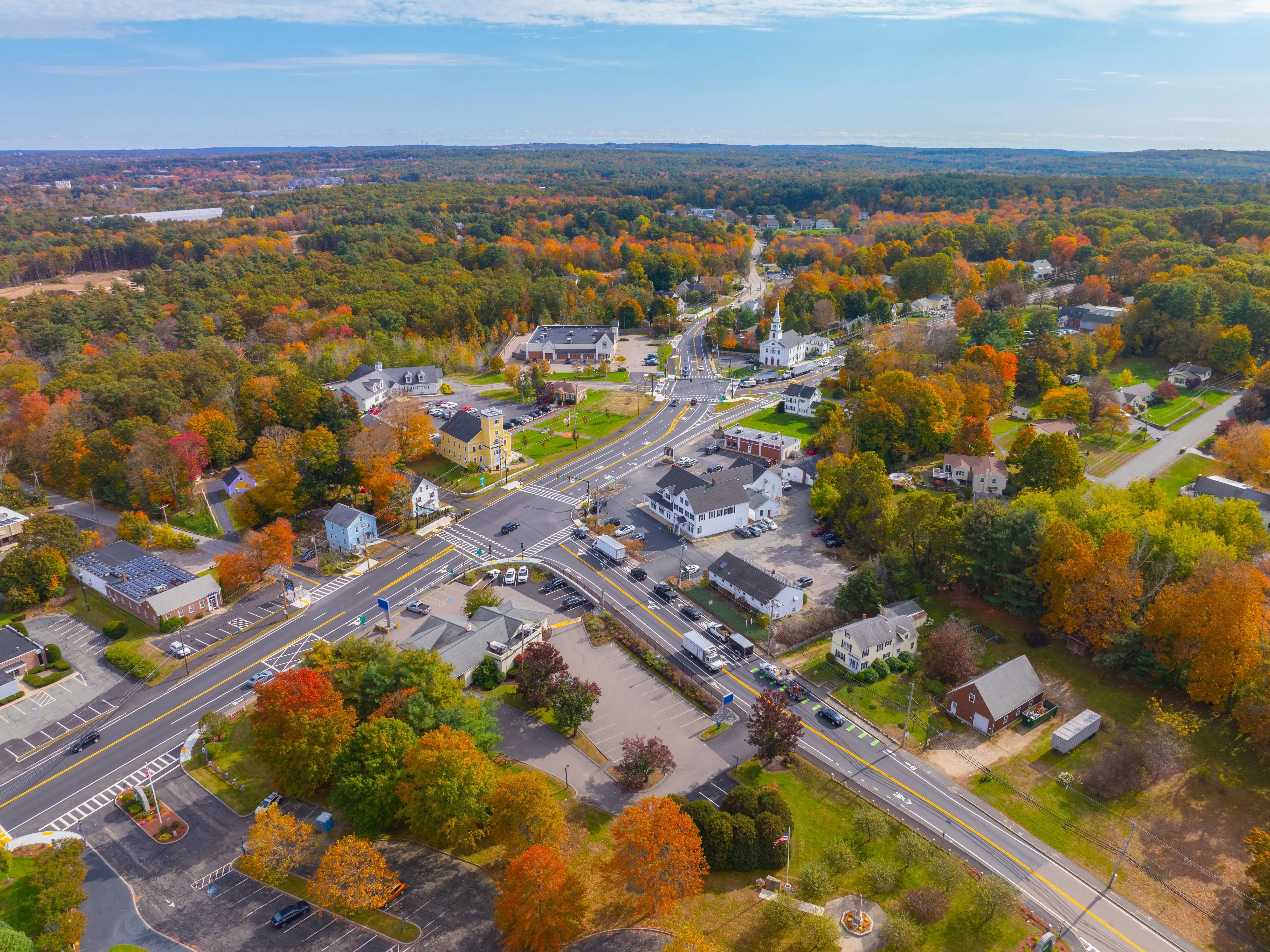 Aerial view of Bellingham, Massachusetts.