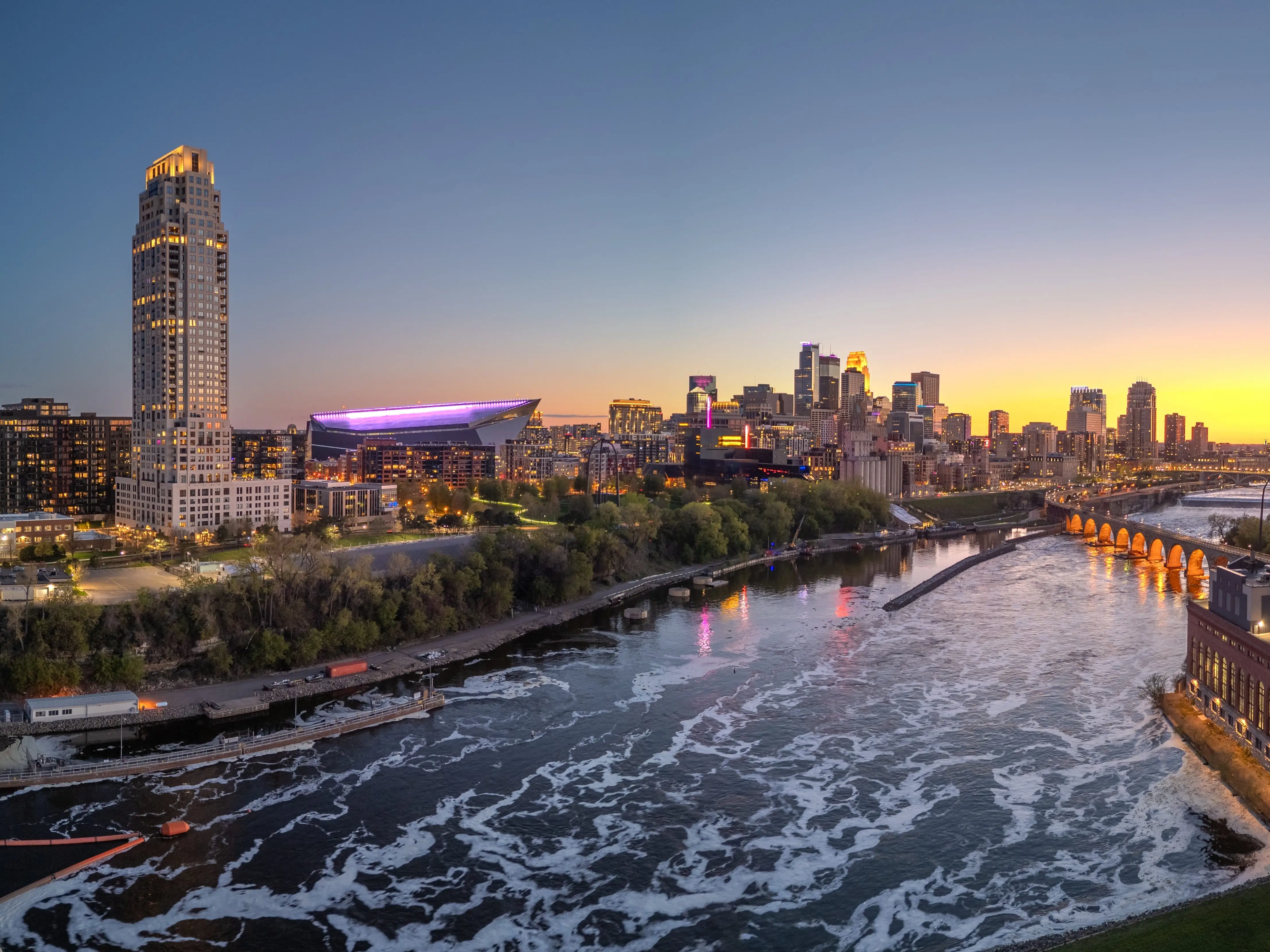 Skyline of Minneapolis, Minnesota.