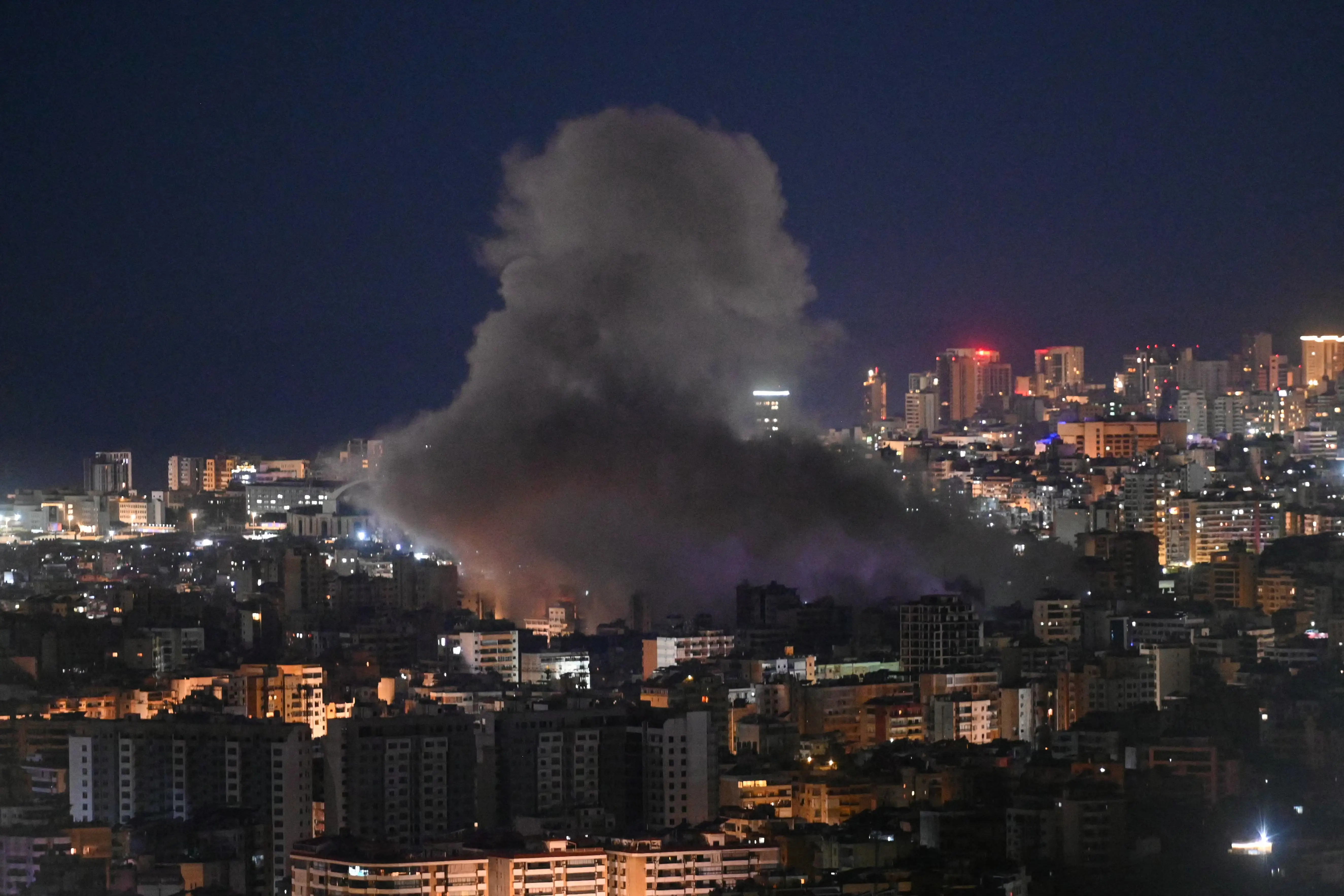 Smoke rises from the site of an Israeli airstrike that targeted an area in Beirut's southern neighborhood on March 5, 2026.