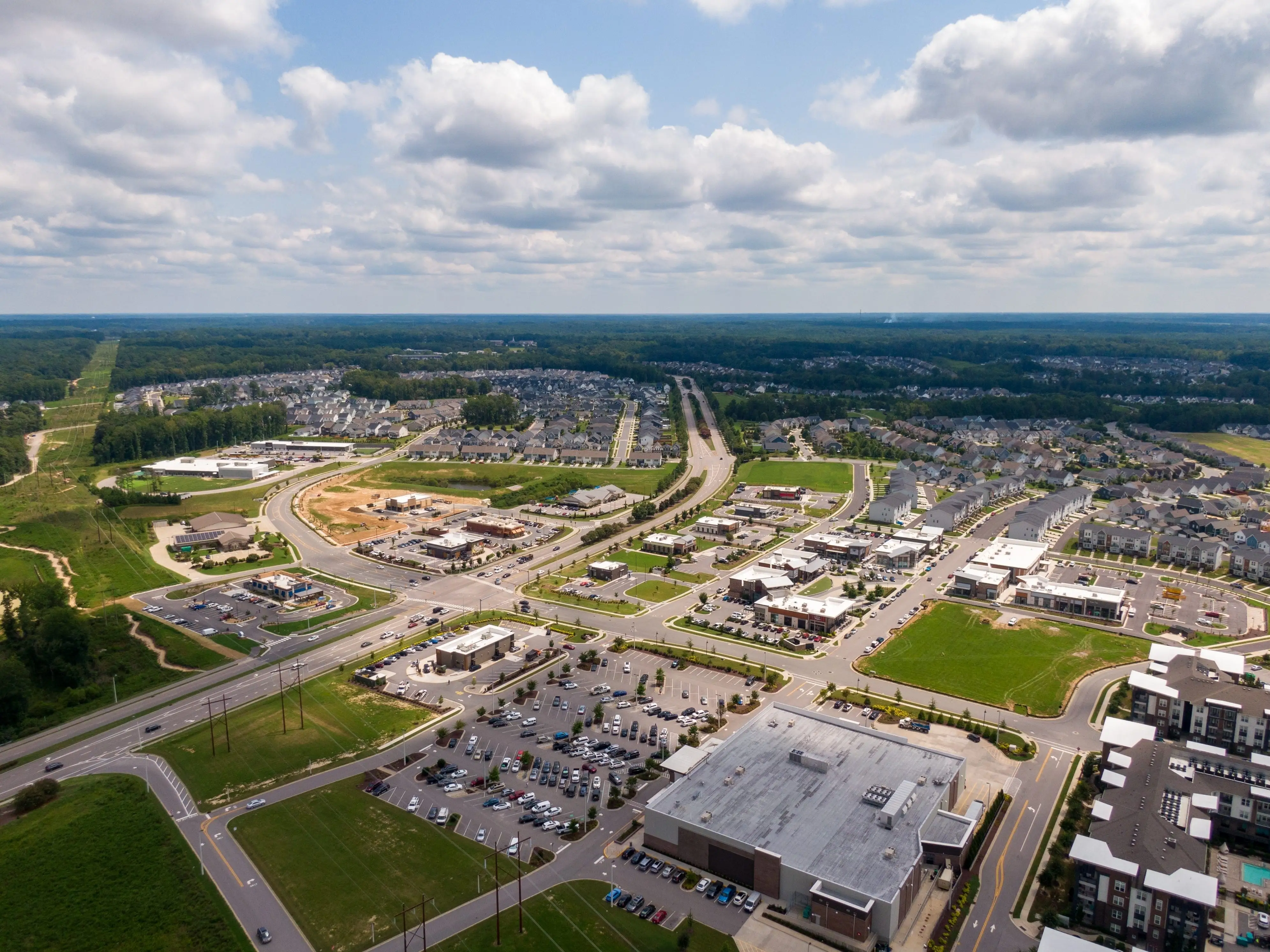 Aerial view of Wendell, North Carolina.