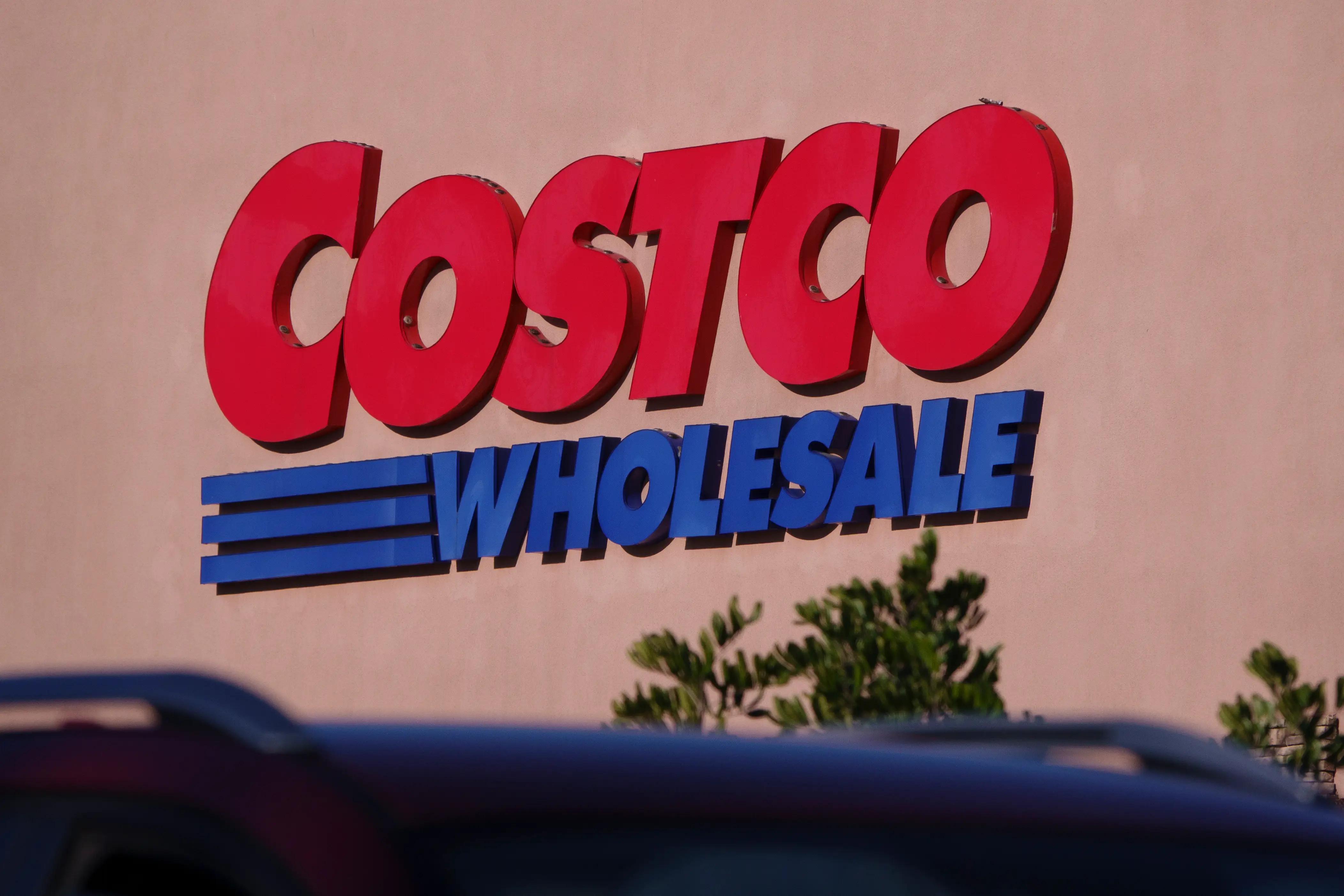 A Costco Wholesale logo is displayed outside a warehouse on January 9, 2026 in San Diego.
