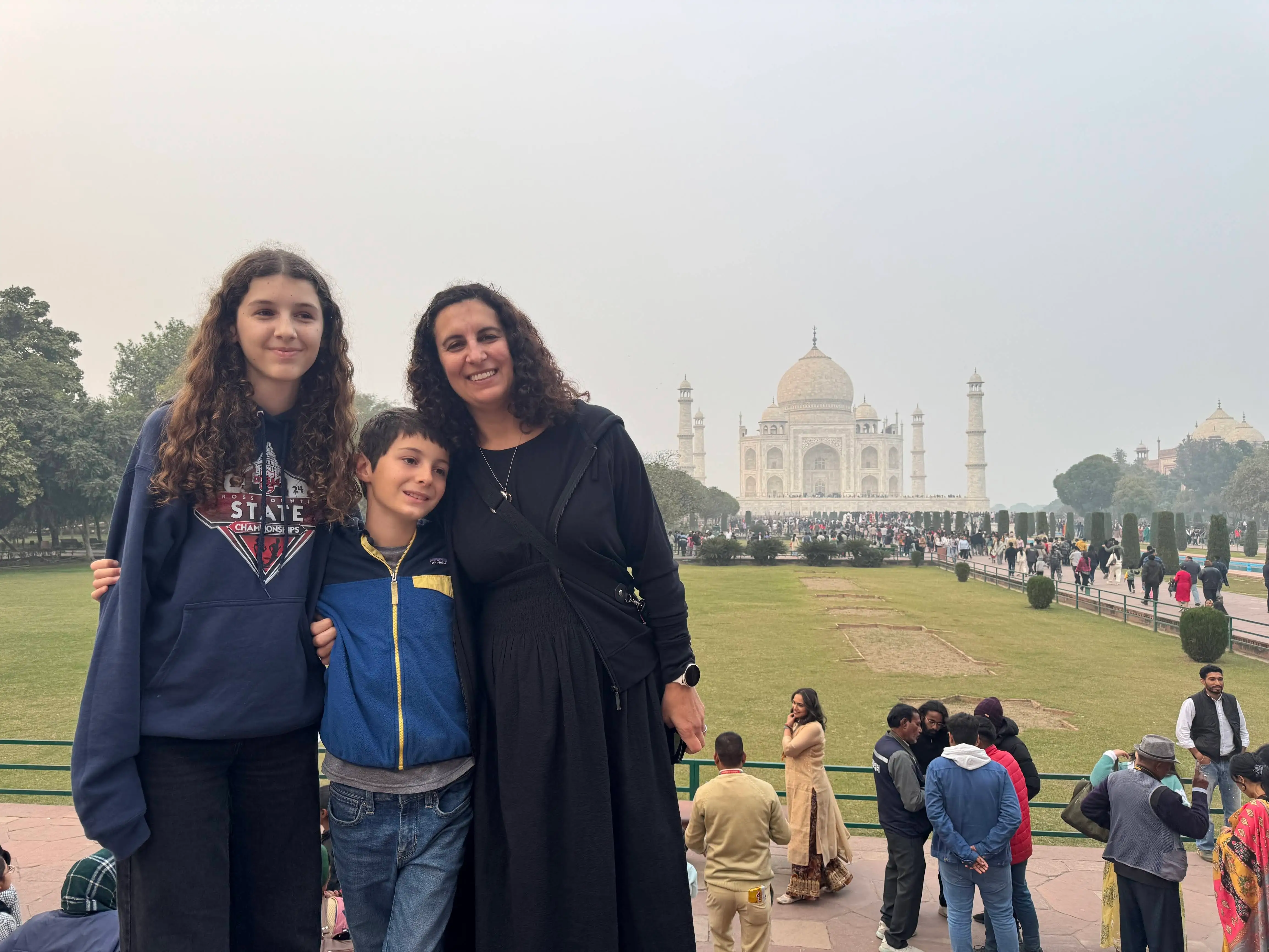 The author poses with two of her children.