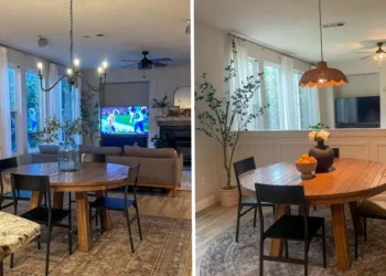 A woman transformed her open-concept space with a pony wall for $2,500