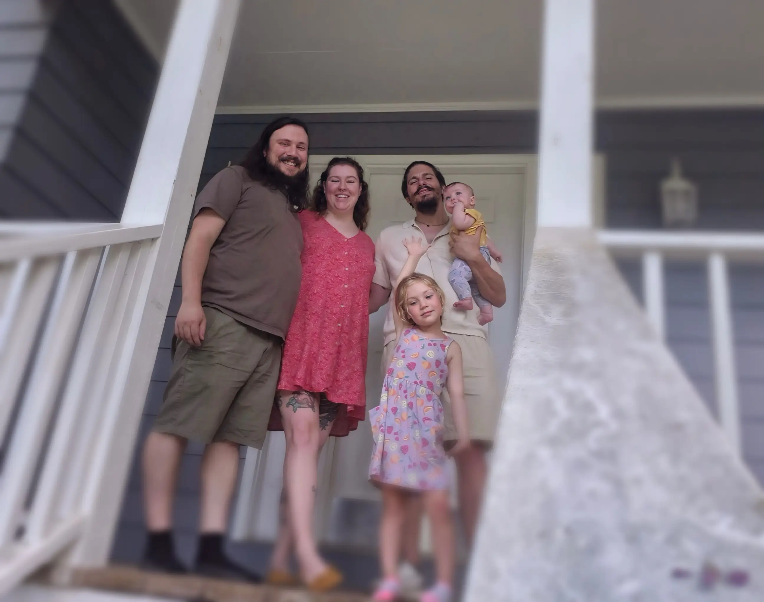 The author poses with her family.