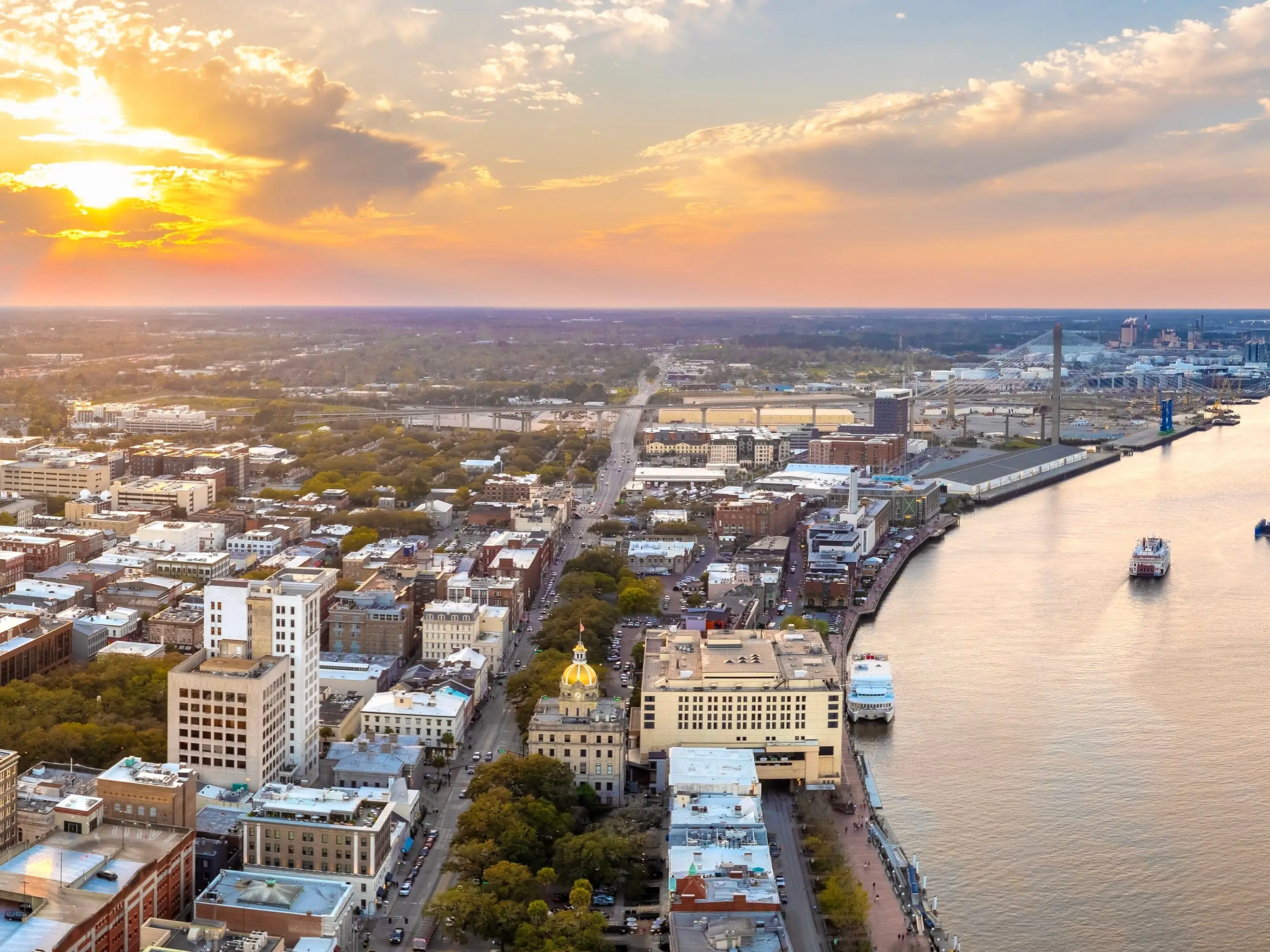 Savannah, Georgia at sunset.