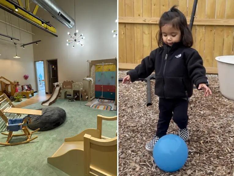 Paulina Roe's daughter playing with a ball next to her day care room
