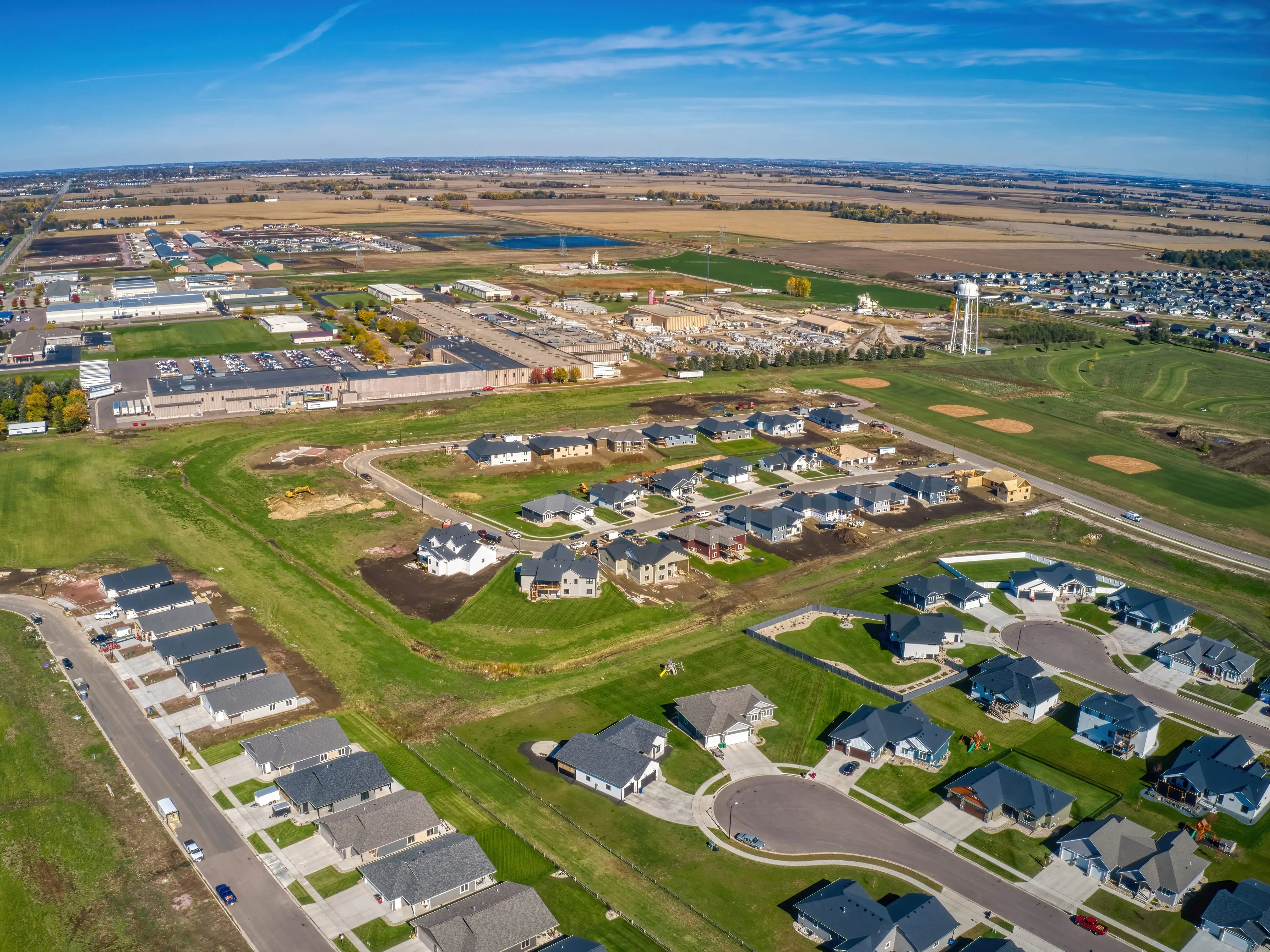 Aerial view of Harrisburg, South Dakota.