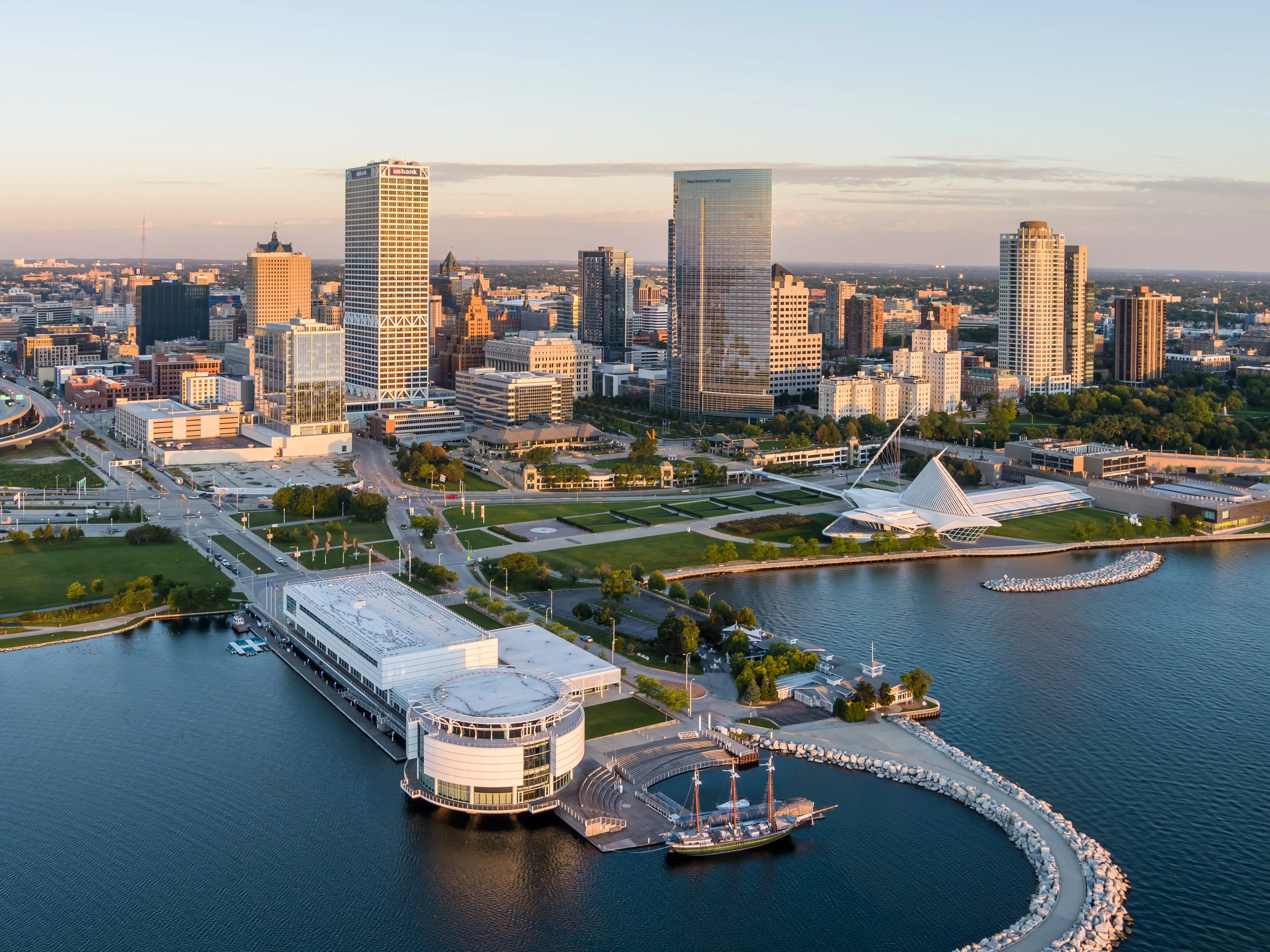 Buildings in Milwaukee, Wisconsin.