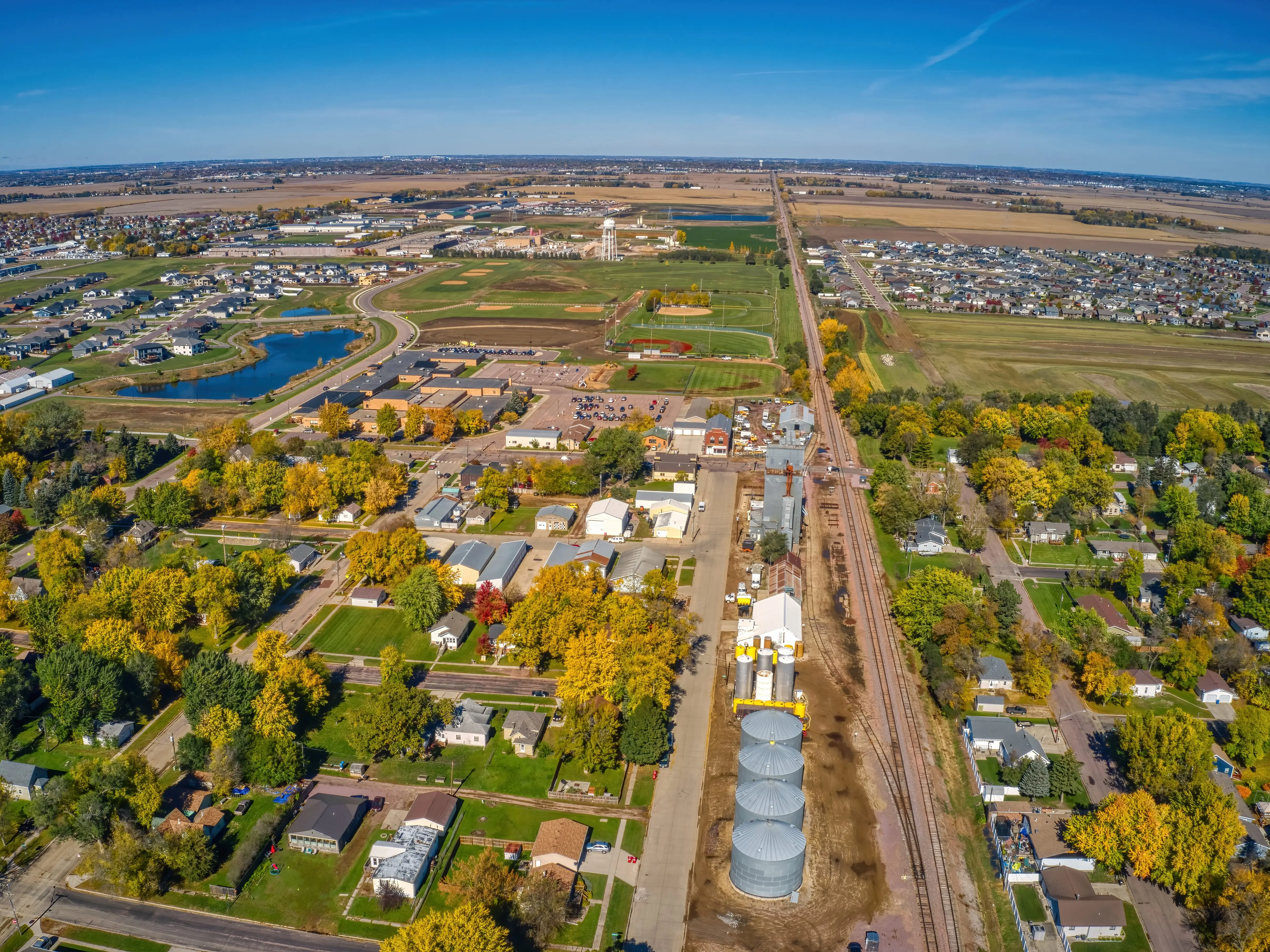 Aerial view of Harrisburg, South Dakota, a suburb of Sioux Falls.