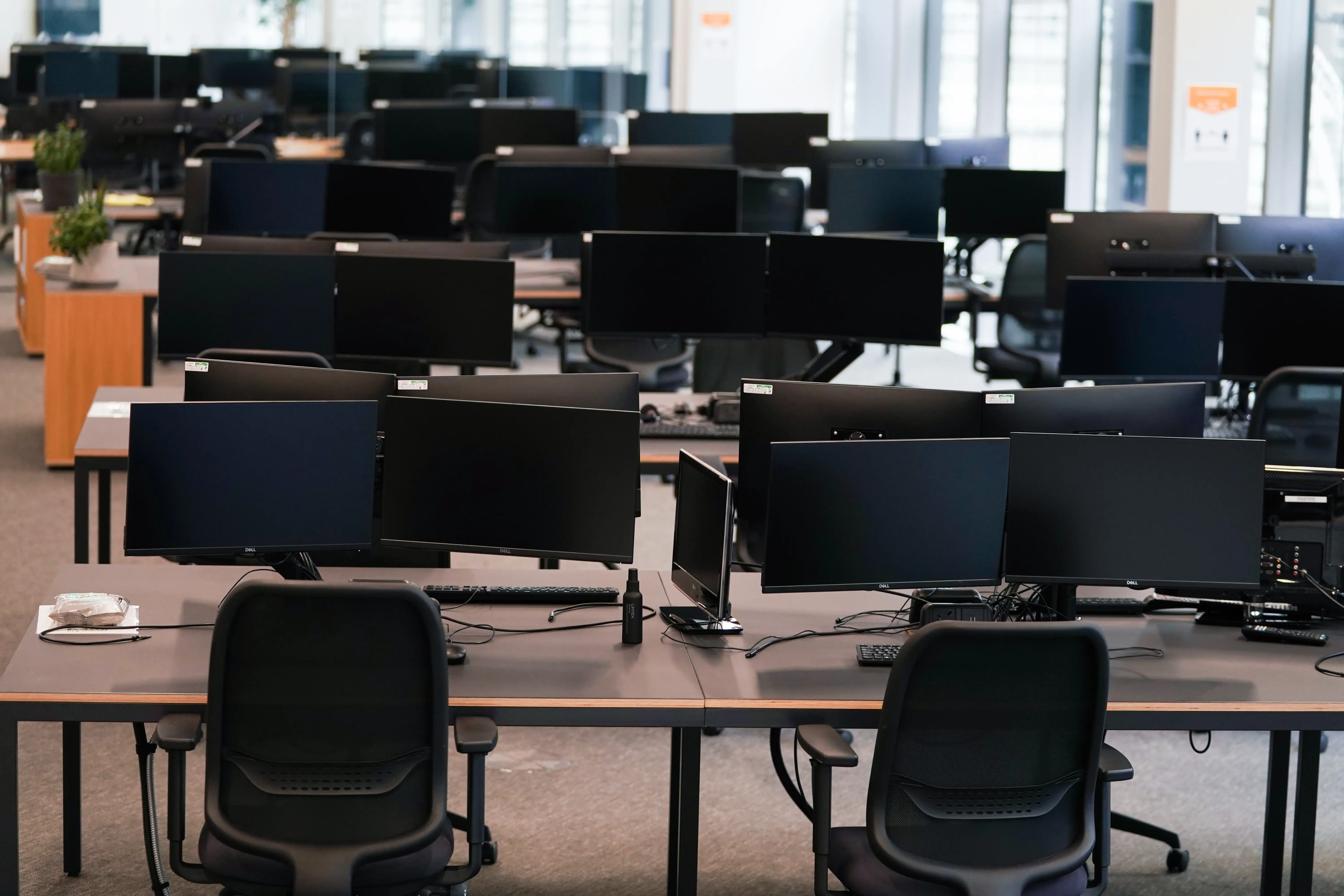 Empty desks in an office