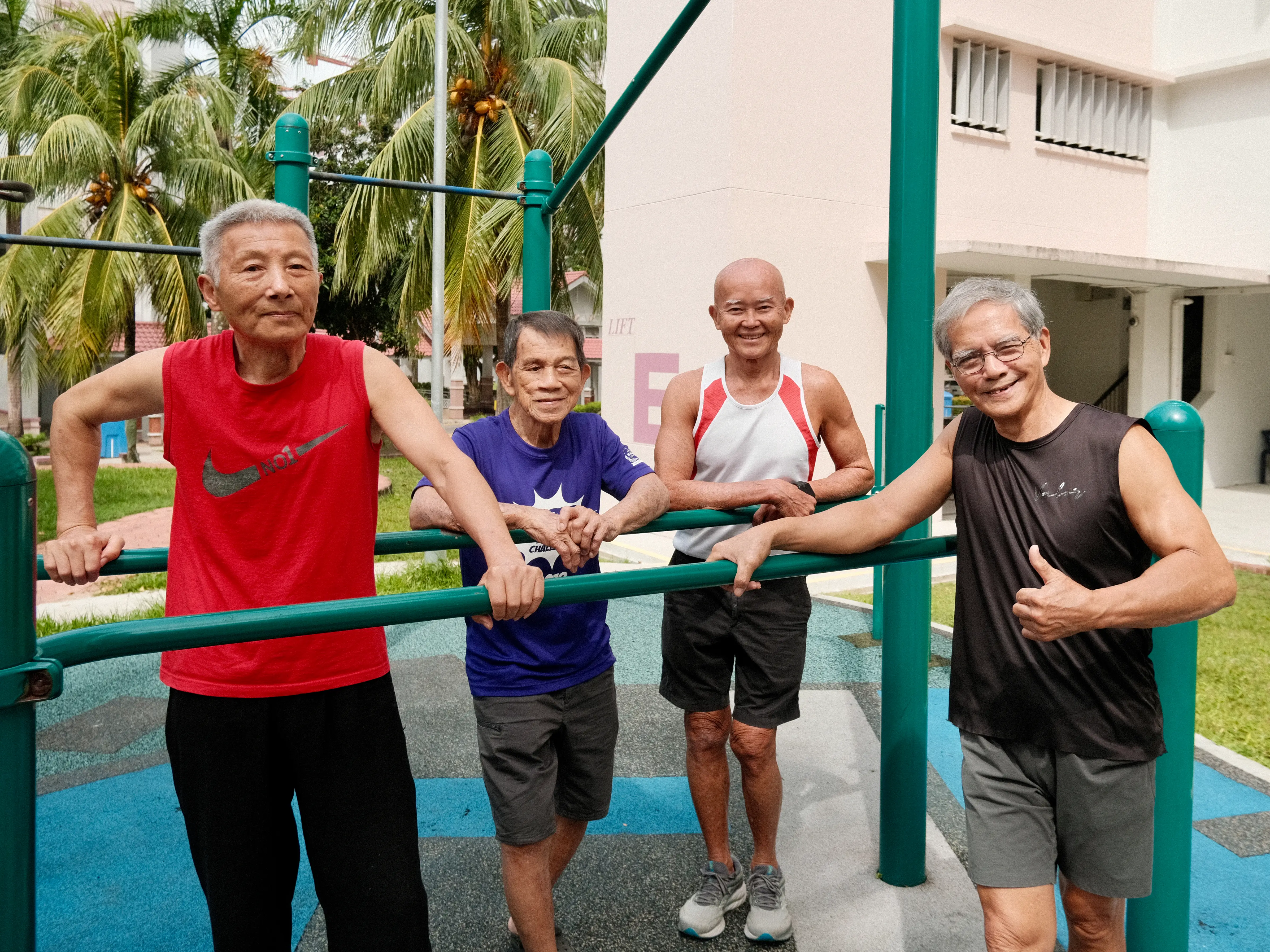 Four men, who are part of Team Strong Silvers, in Singapore.