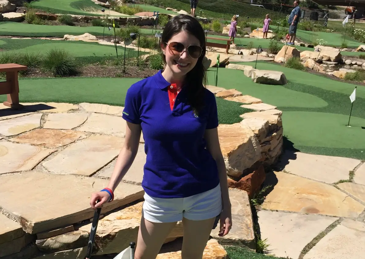 The writer playing mini-golf in Florida.