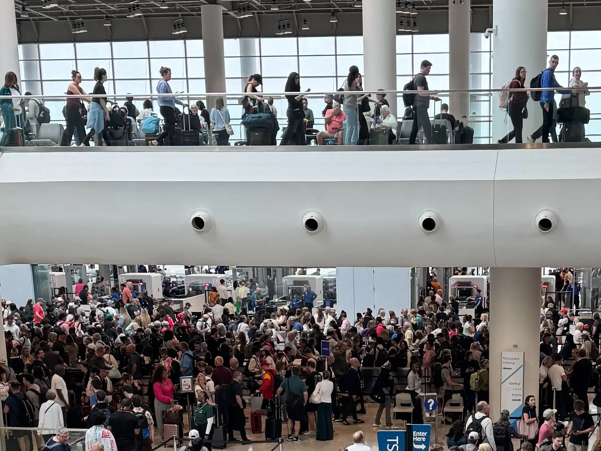 TSA wait lines at New Orleans International Airport on March 8, 2026.