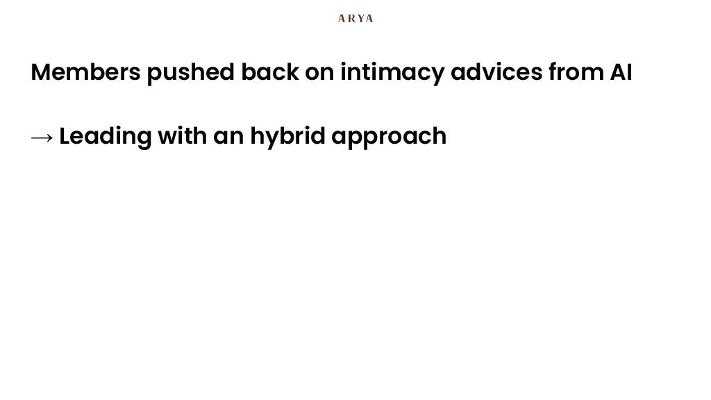 Members pushed back on intimacy advices from AI

→ Leading with an hybrid approach