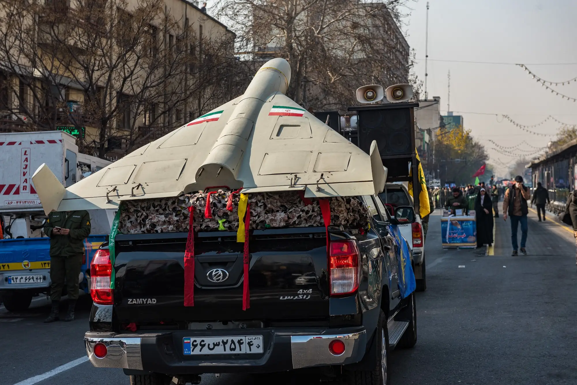 Iran has fired more than 2,000 drones in its war against the US and Israel. A pick-up truck carried a Shahed drone during a 2025 parade of Islamic Revolutionary Guard Corps troops and paramilitaries.