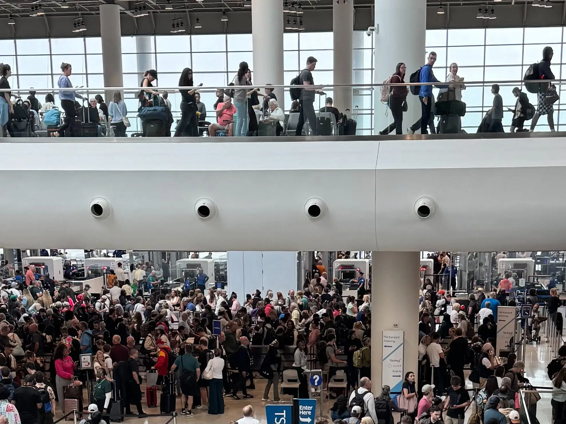 TSA wait lines at New Orleans International Airport on March 8, 2026.