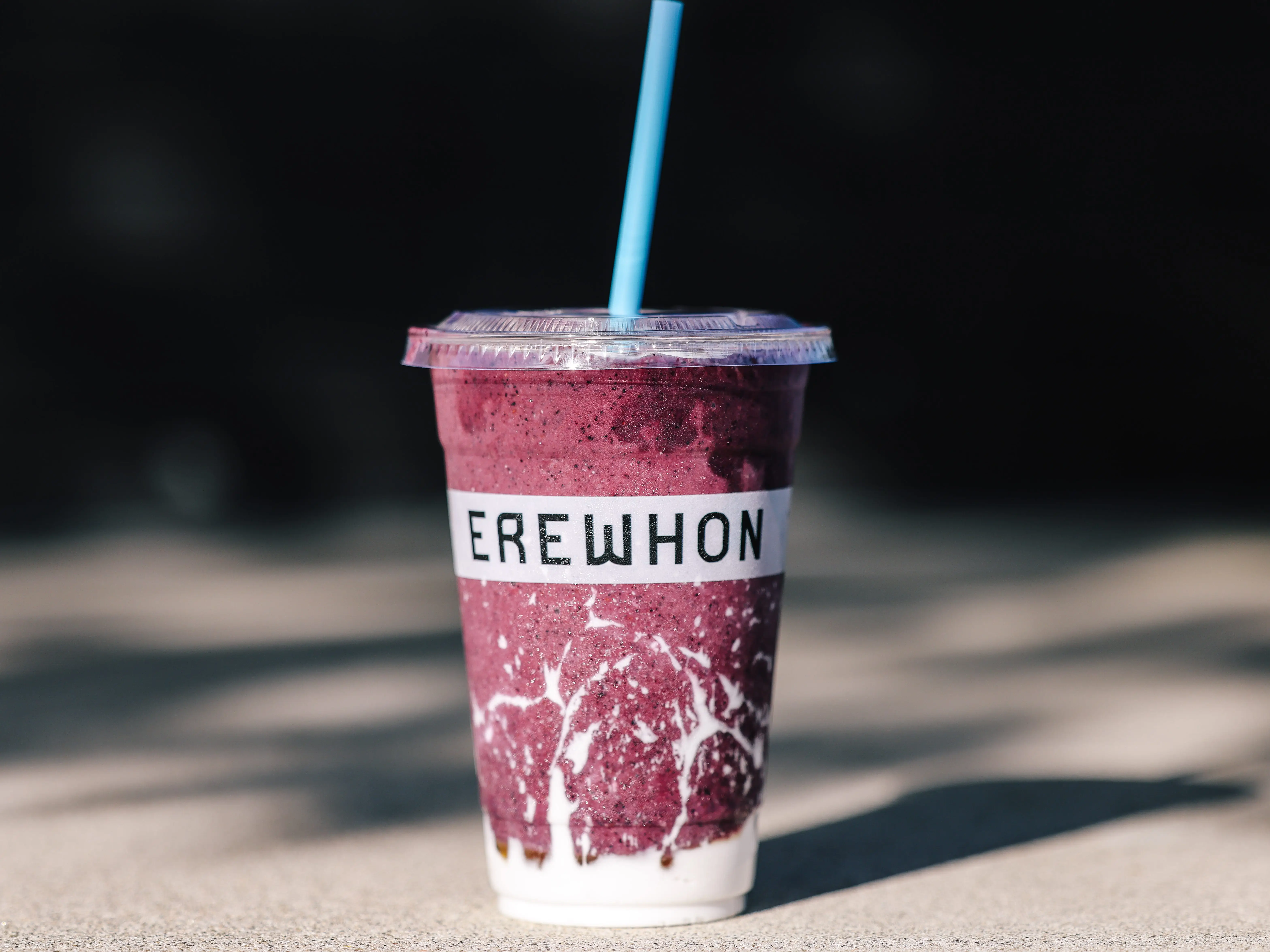 Dr. Pauls Raw Animal-Based Smoothie made with organic raw kefir milk beef organs immuno milk blueberries honey bananas sea salt and maple is photographed outside Erewhon in Culver City on Wednesday, July 17, 2024 in Los Angeles, CA.
