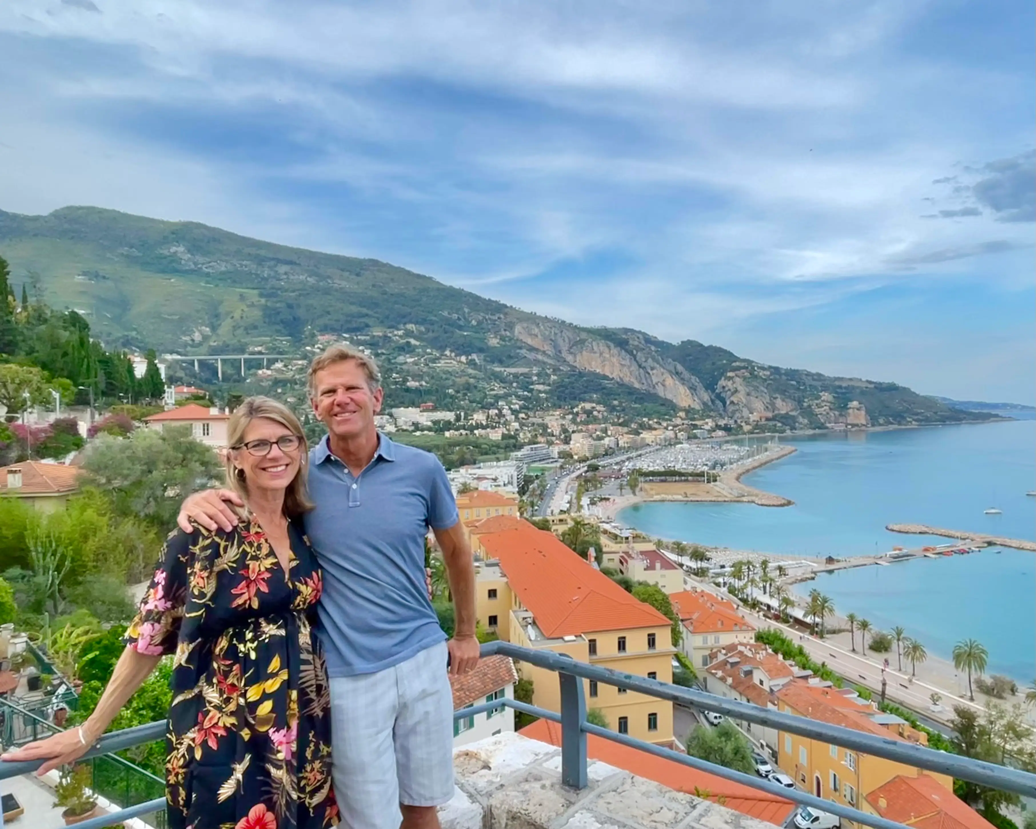 Couple smiling in France