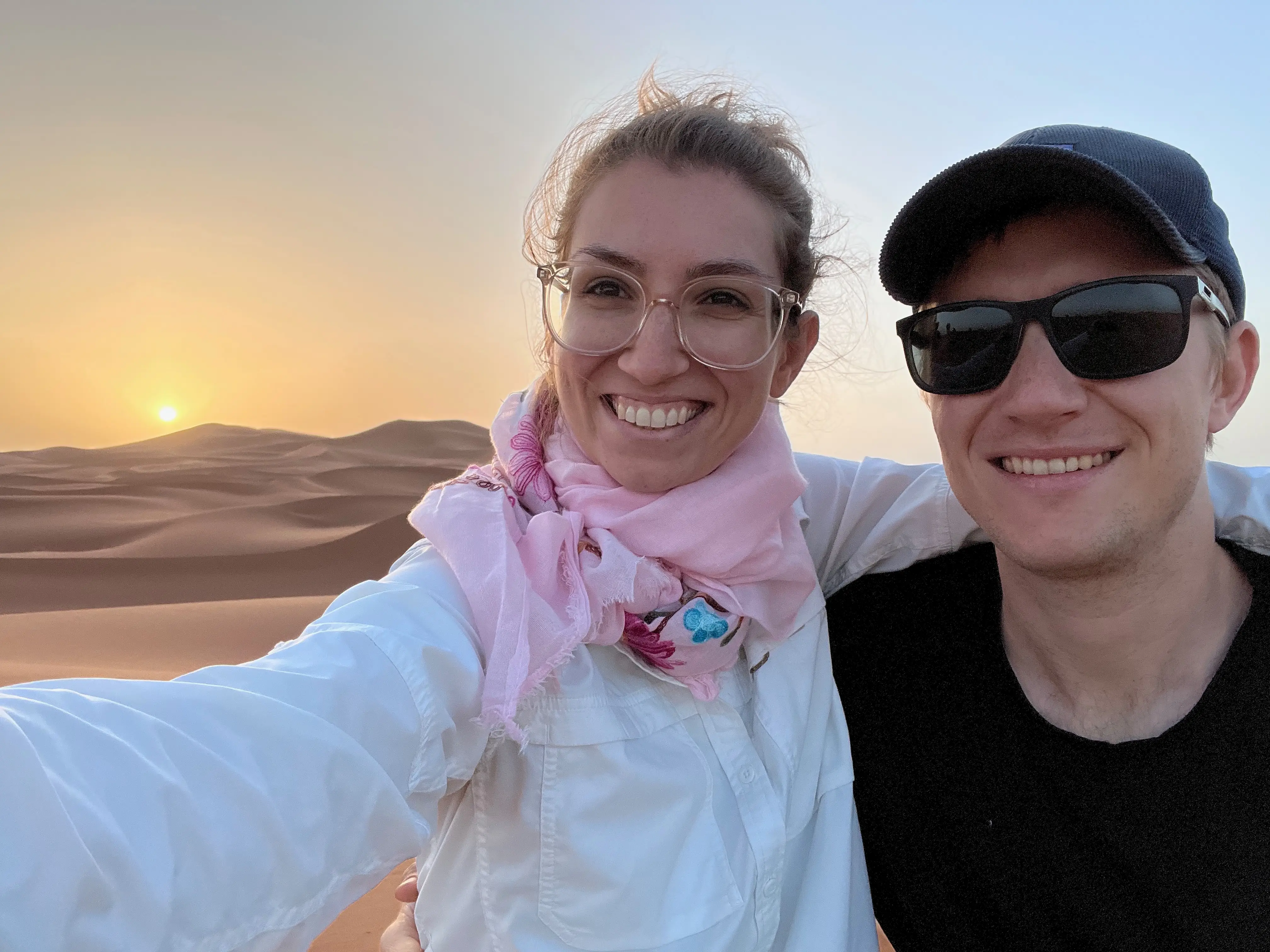 Couple taking a selfie on the desert