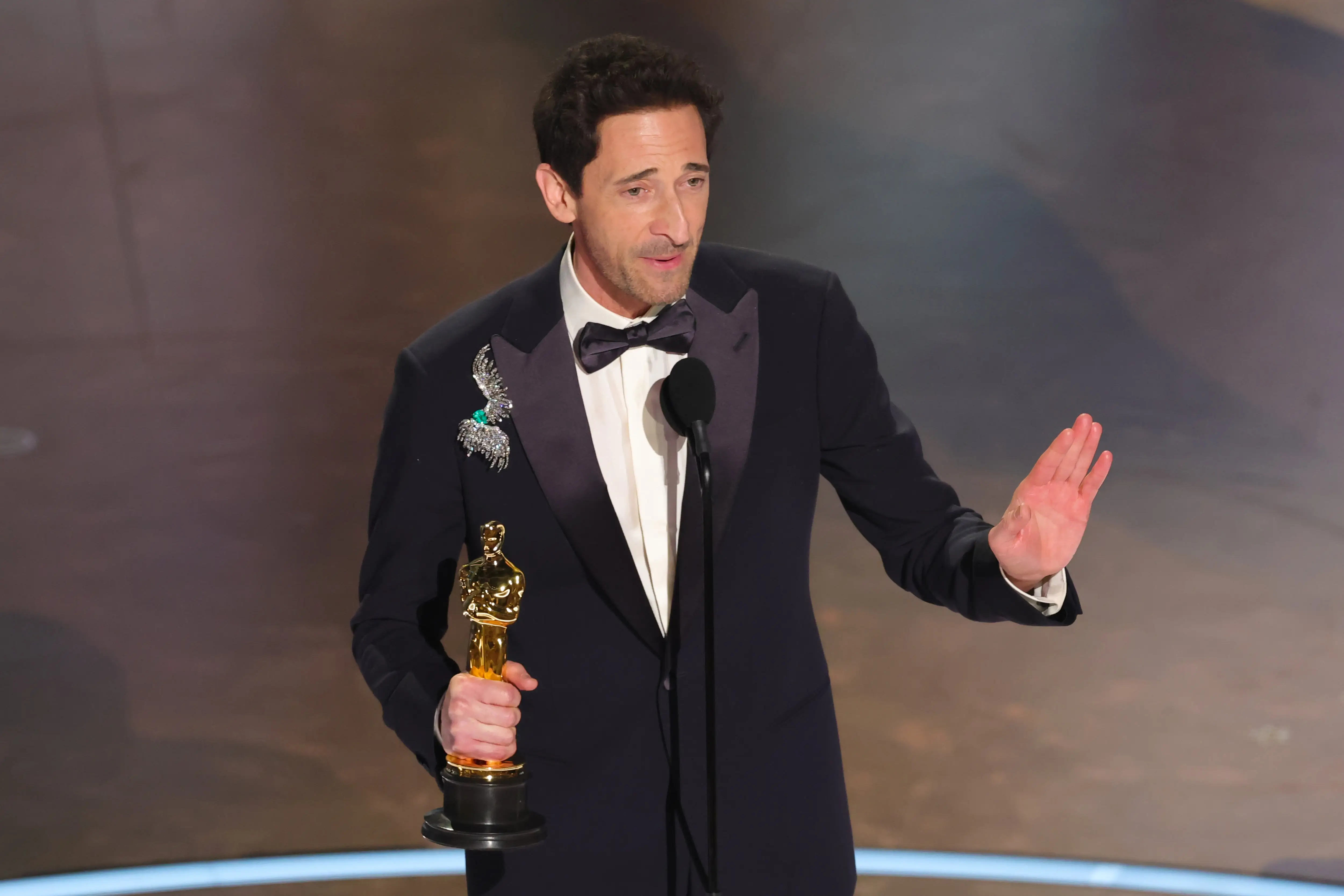 Adrien Brody accepts the Best Actor In A Leading Role award for 