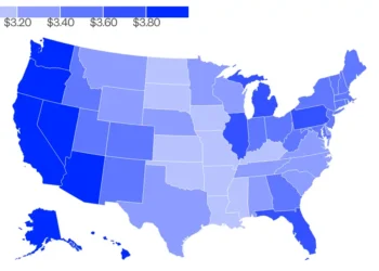 Map shows gas prices have risen above $3 a gallon in every US state — the first time since 2023