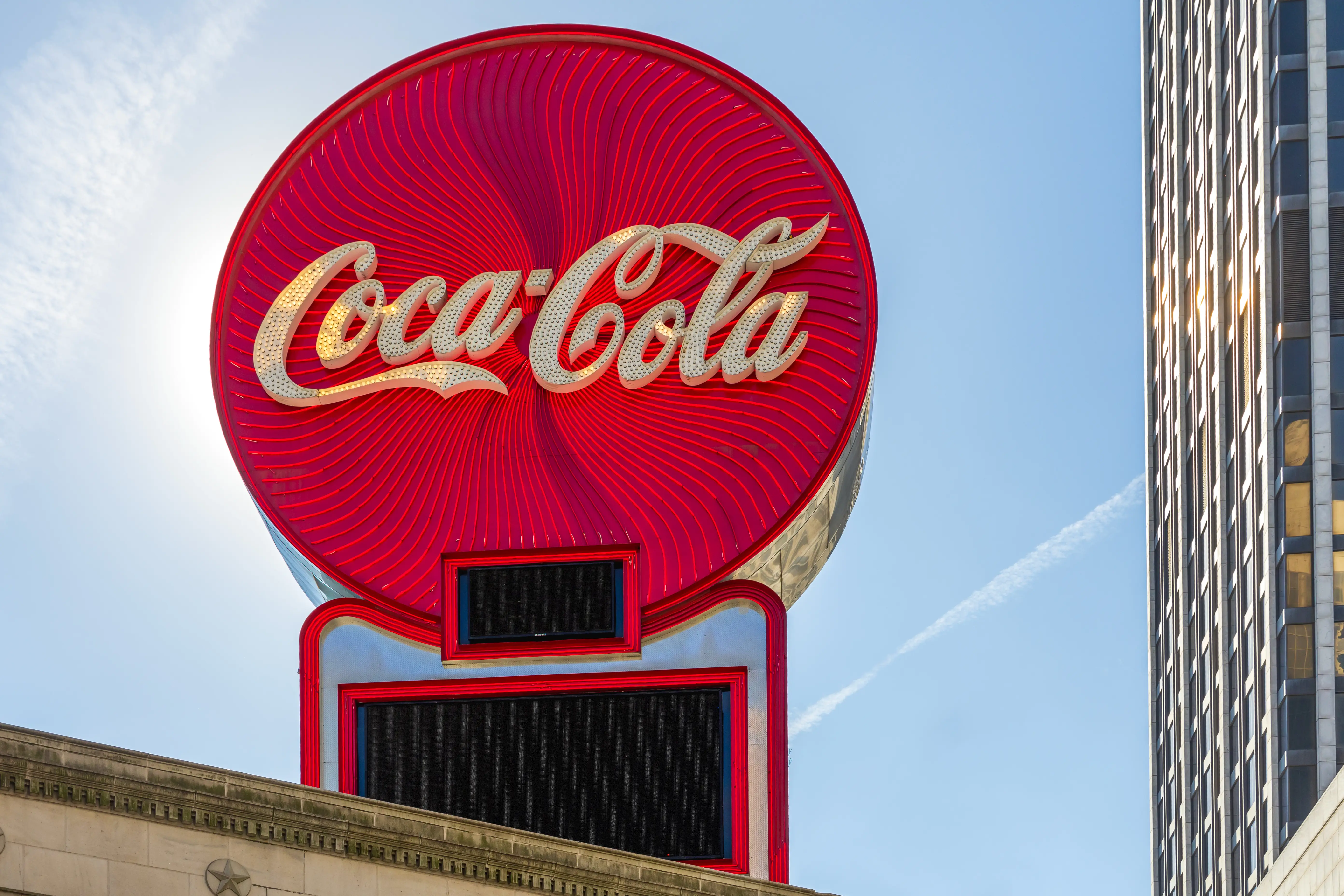 Photo of a Coca-Cola red sign in Atlanta, Georgia.