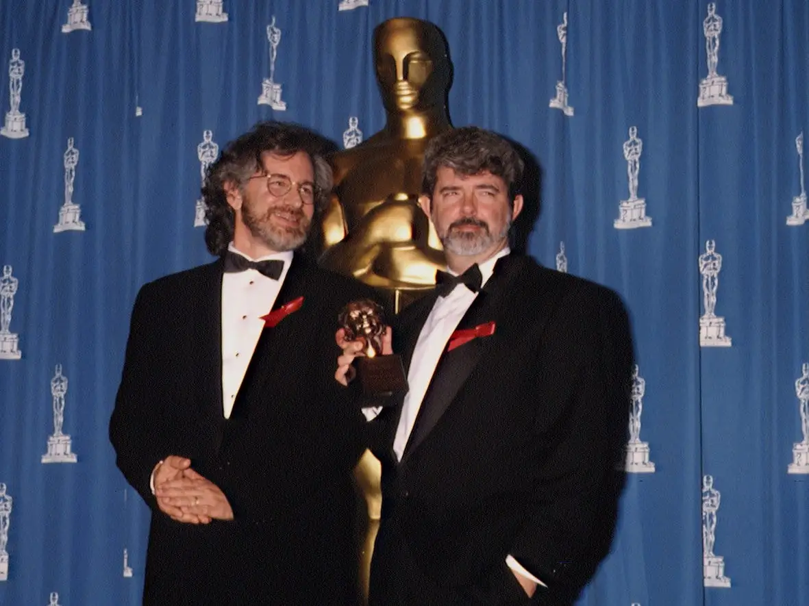 Steven Spielberg and George Lucas at the 64th Academy Awards.