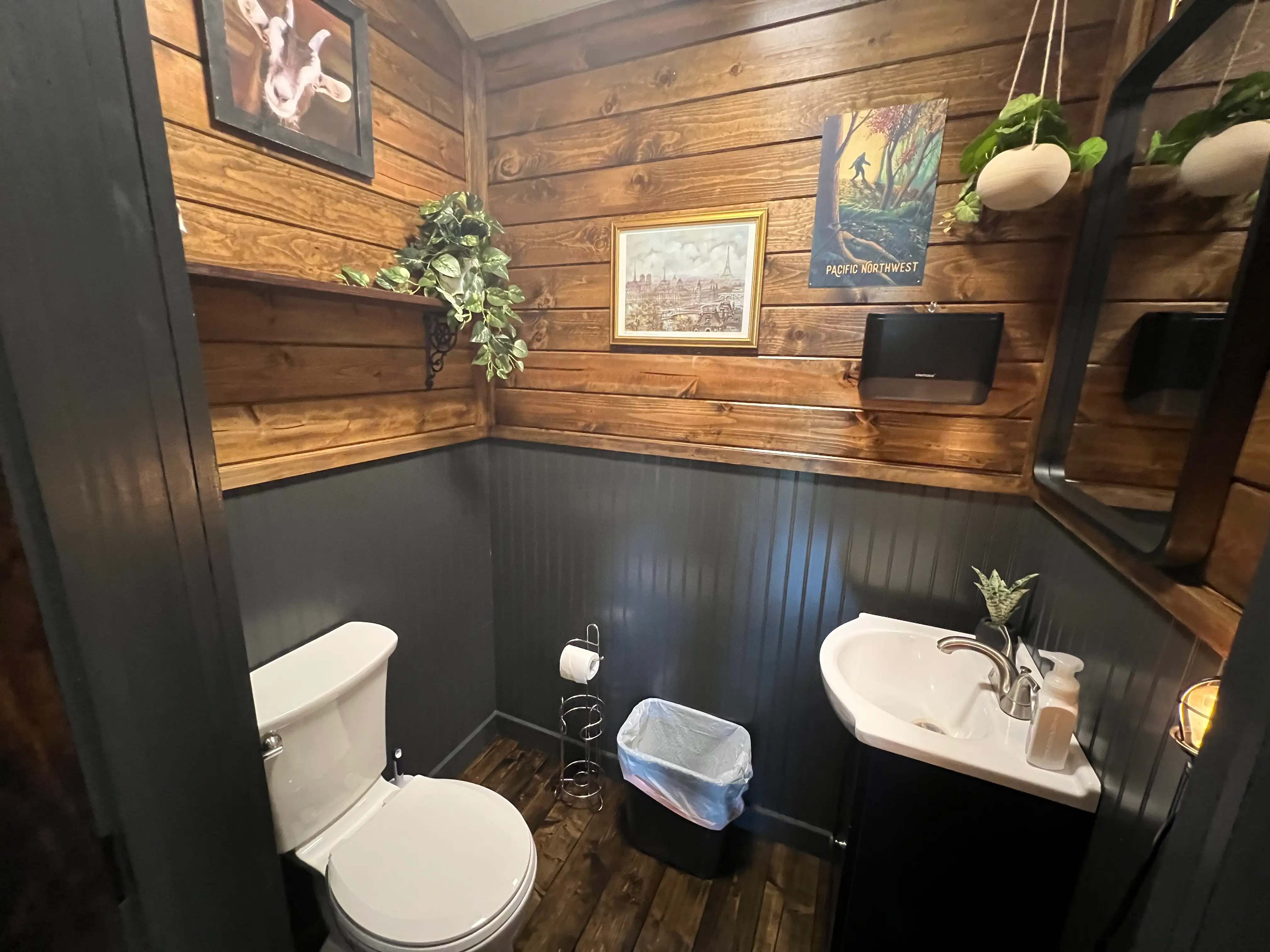 The bathroom inside Stephen Hutyra's backyard pub.