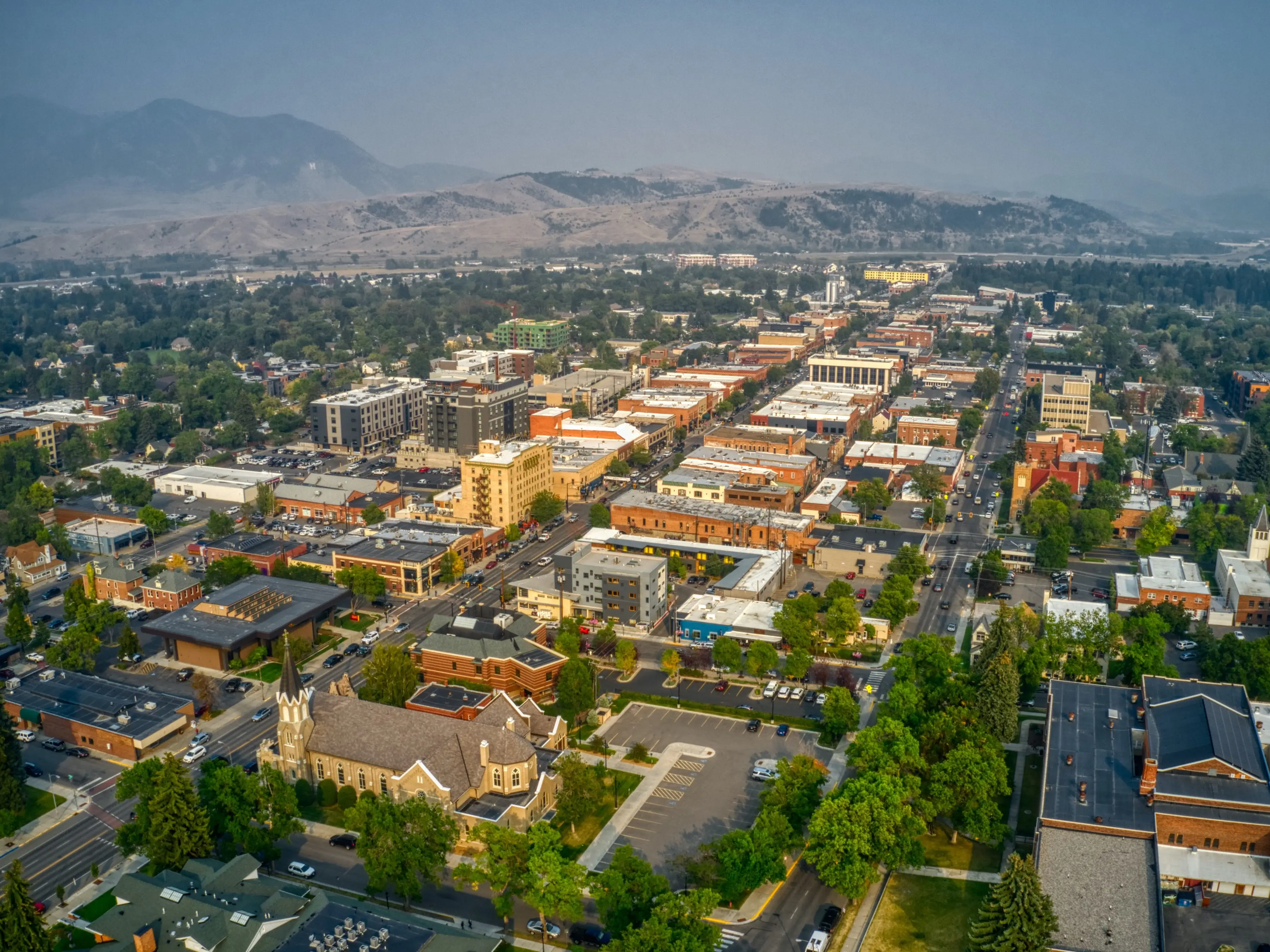 Aerial view of Bozeman, Montana.
