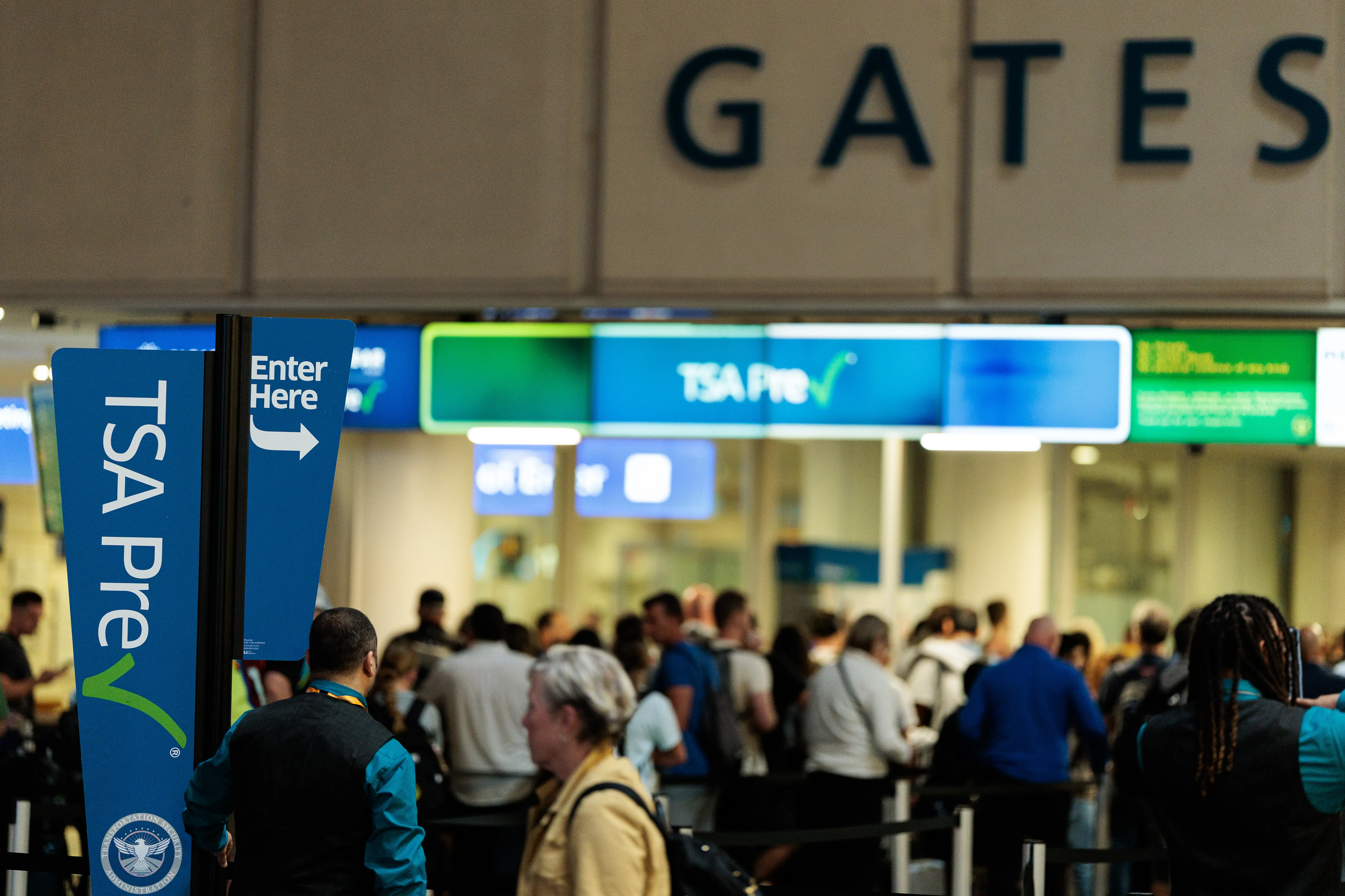 TSA pre-check at Orlando International Airport.