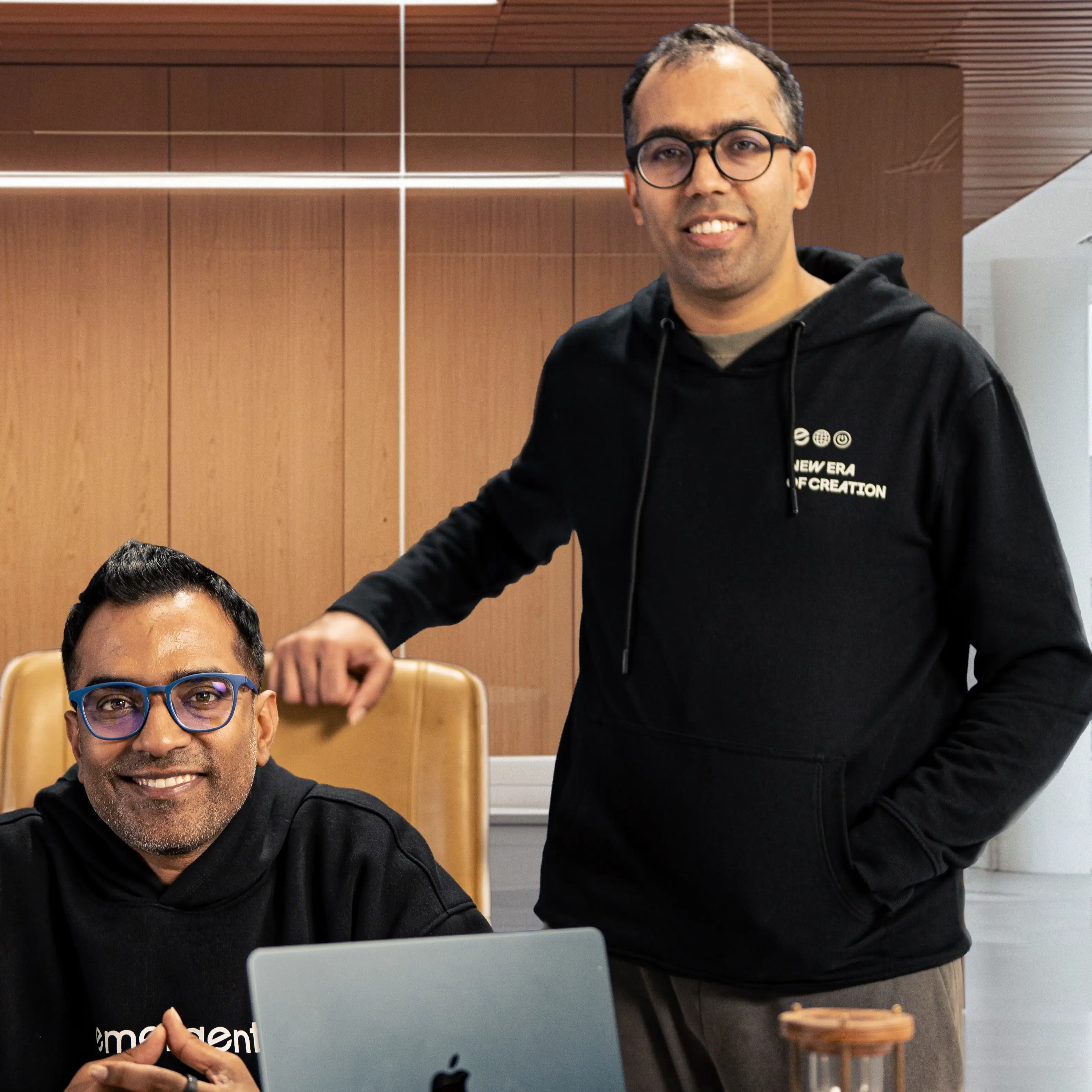 Emergent cofounders Mukund Jha (left) and Madhav Jha