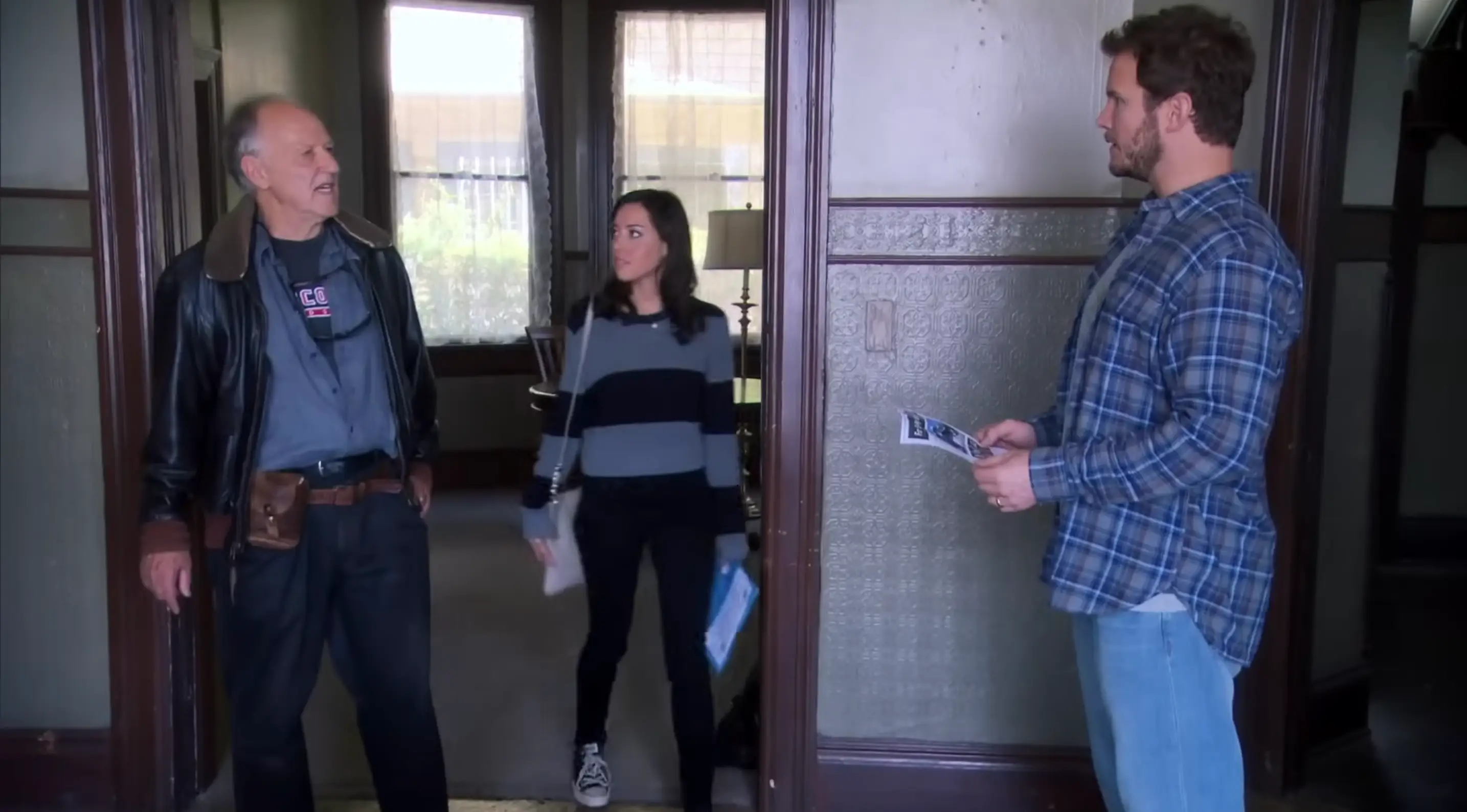 Werner Herzog Aubrey Plaza and Chris Pratt in Parks and REc