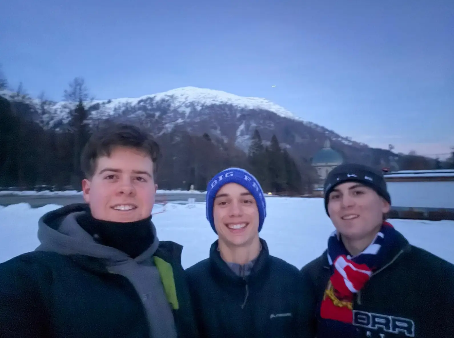 College aged men taking selfie