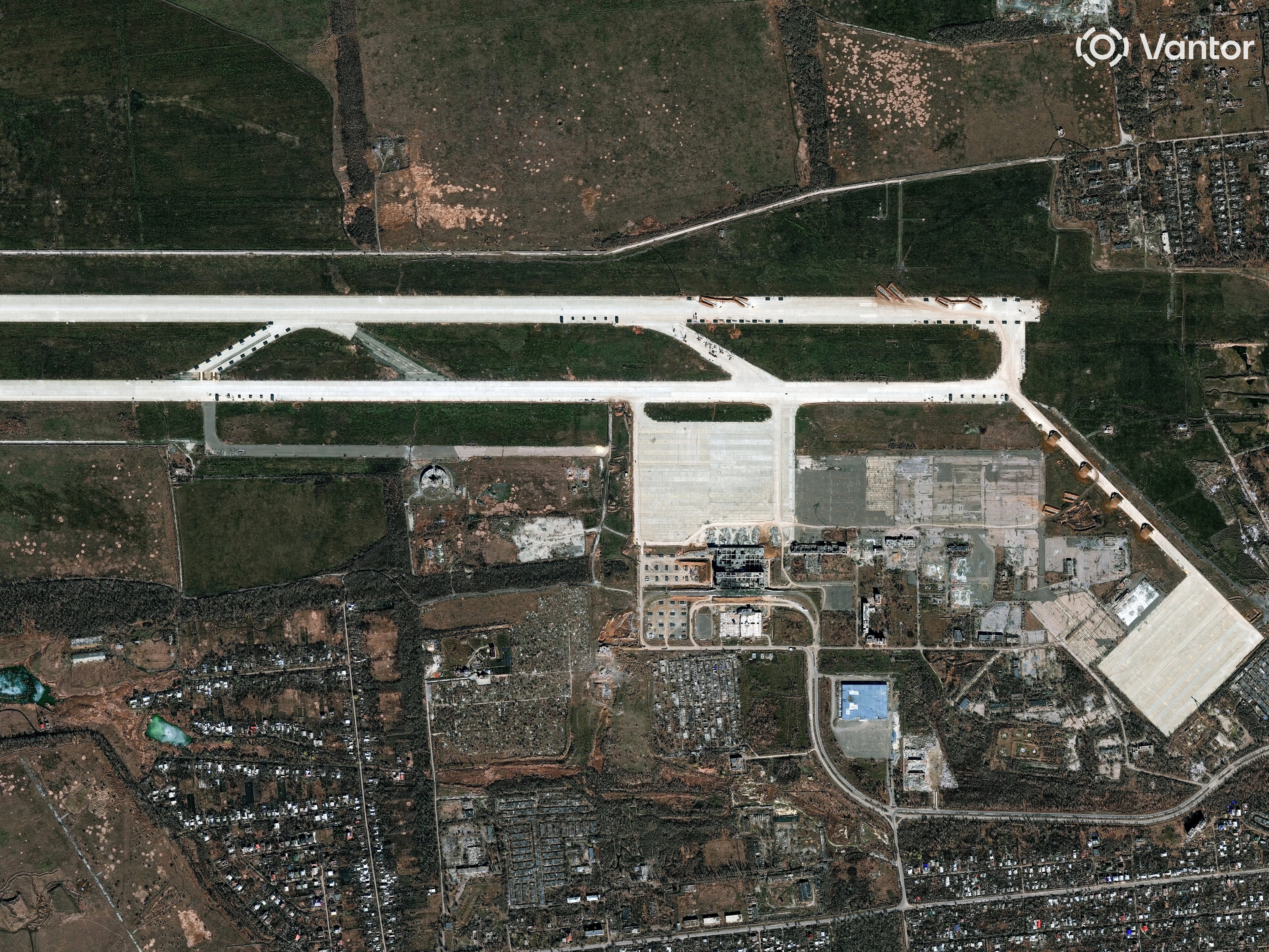 An overview of the Donetsk airport in eastern Ukraine in March 2026.