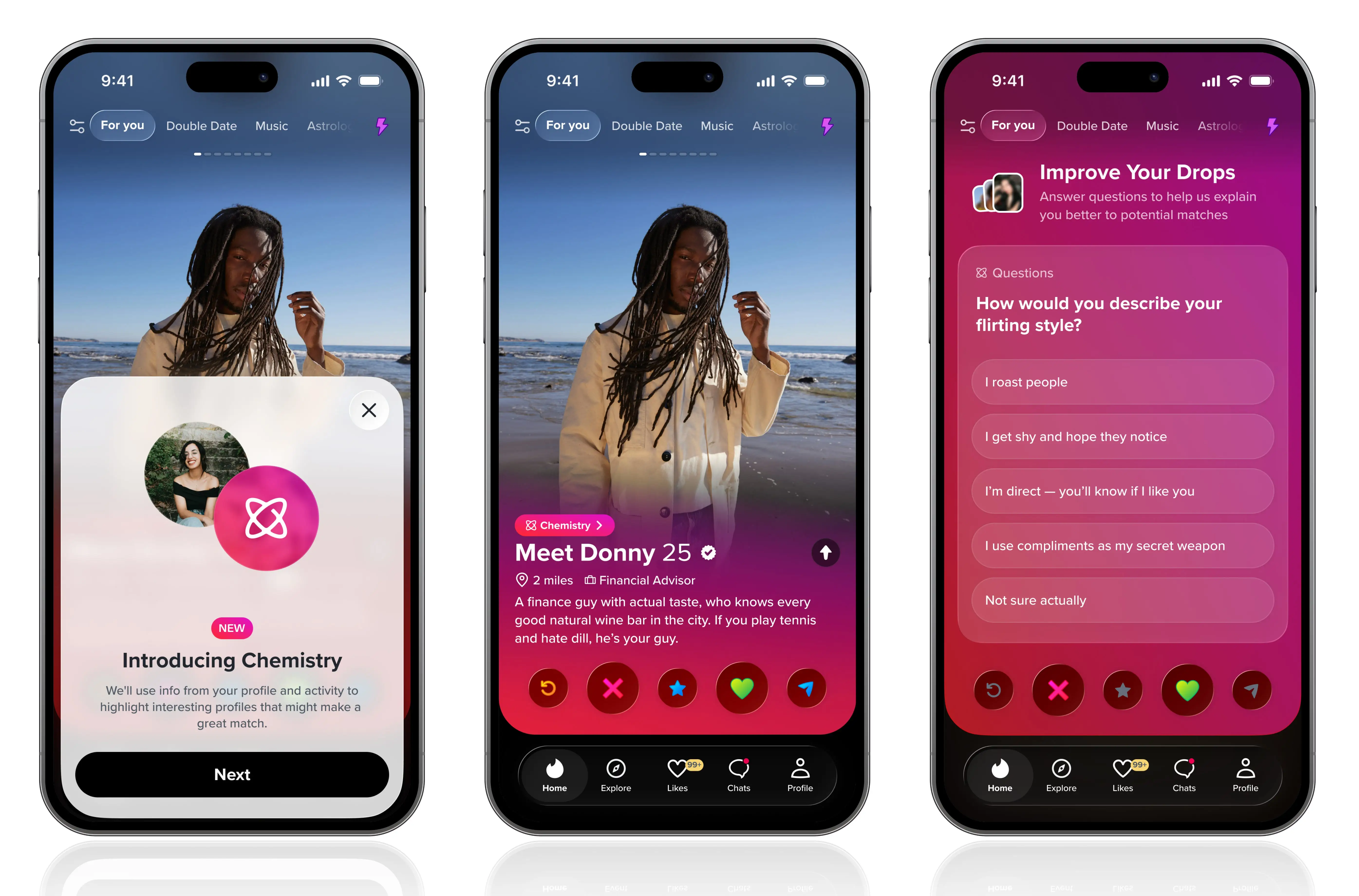 Tinder's Chemistry feature is pictured.