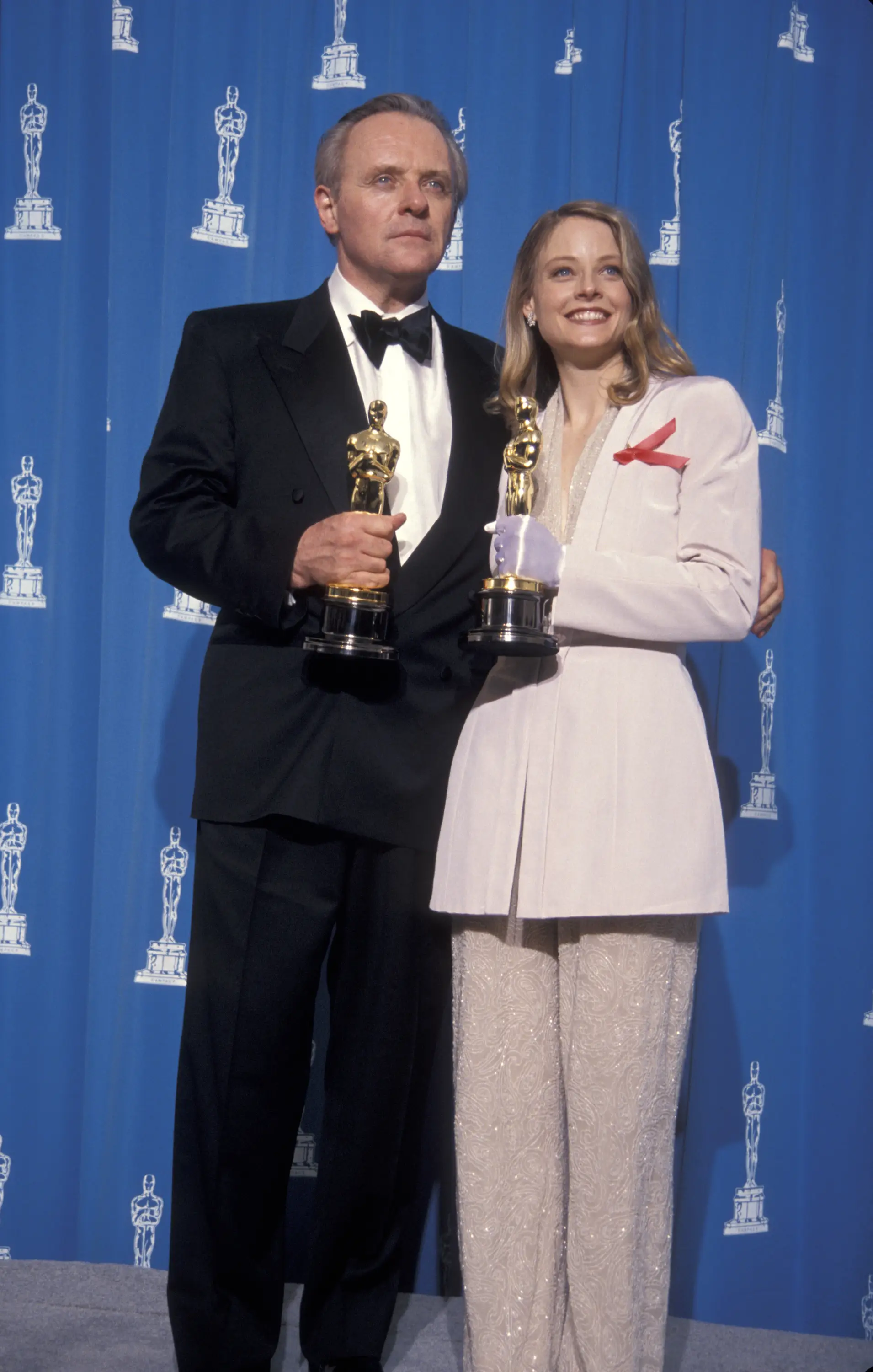 Anthony Hopkins and Jodie Foster at the 1992 Academy Awards