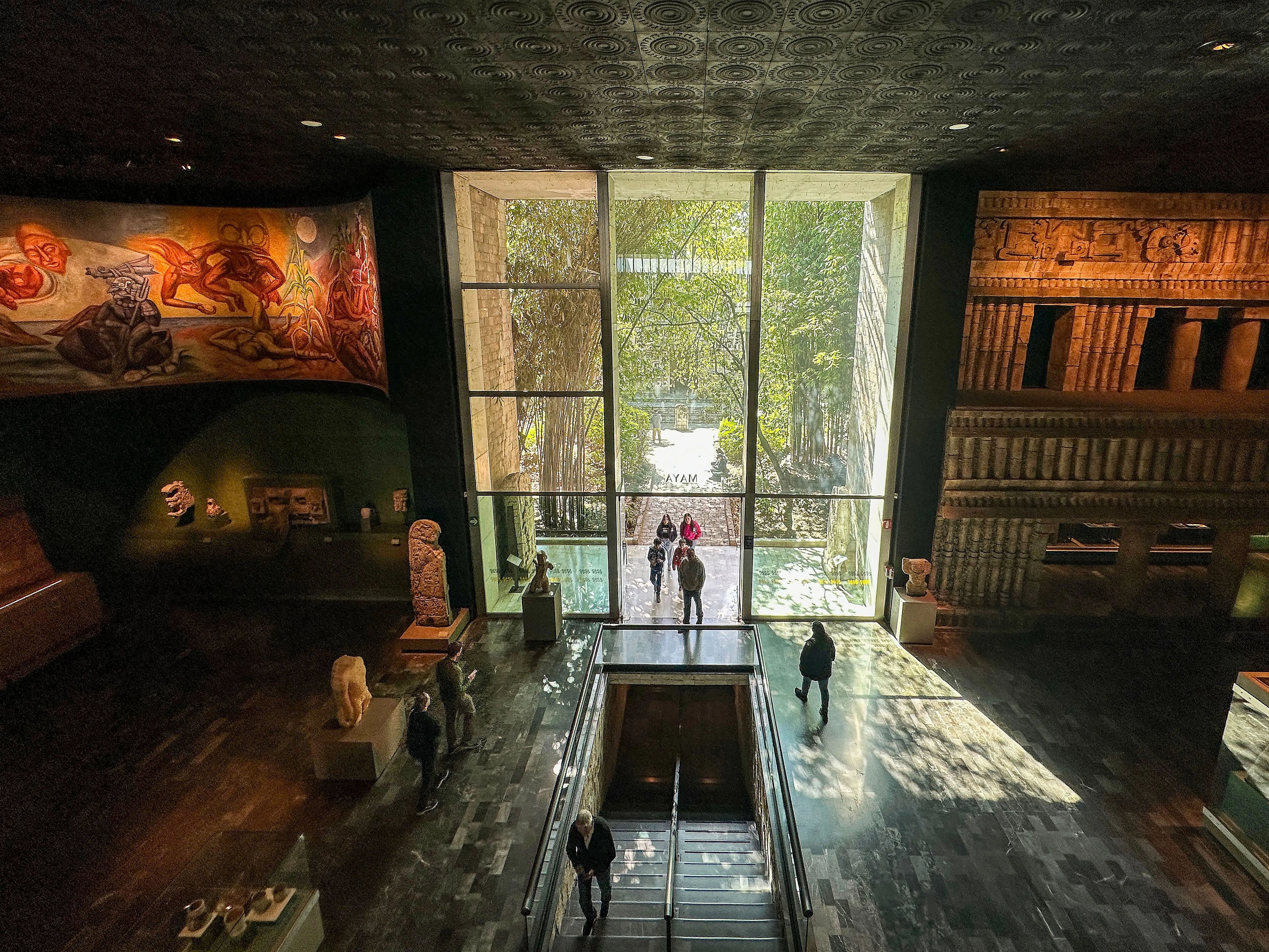 An aerial view of the entry to the National Museum of Anthropology in Mexico City.