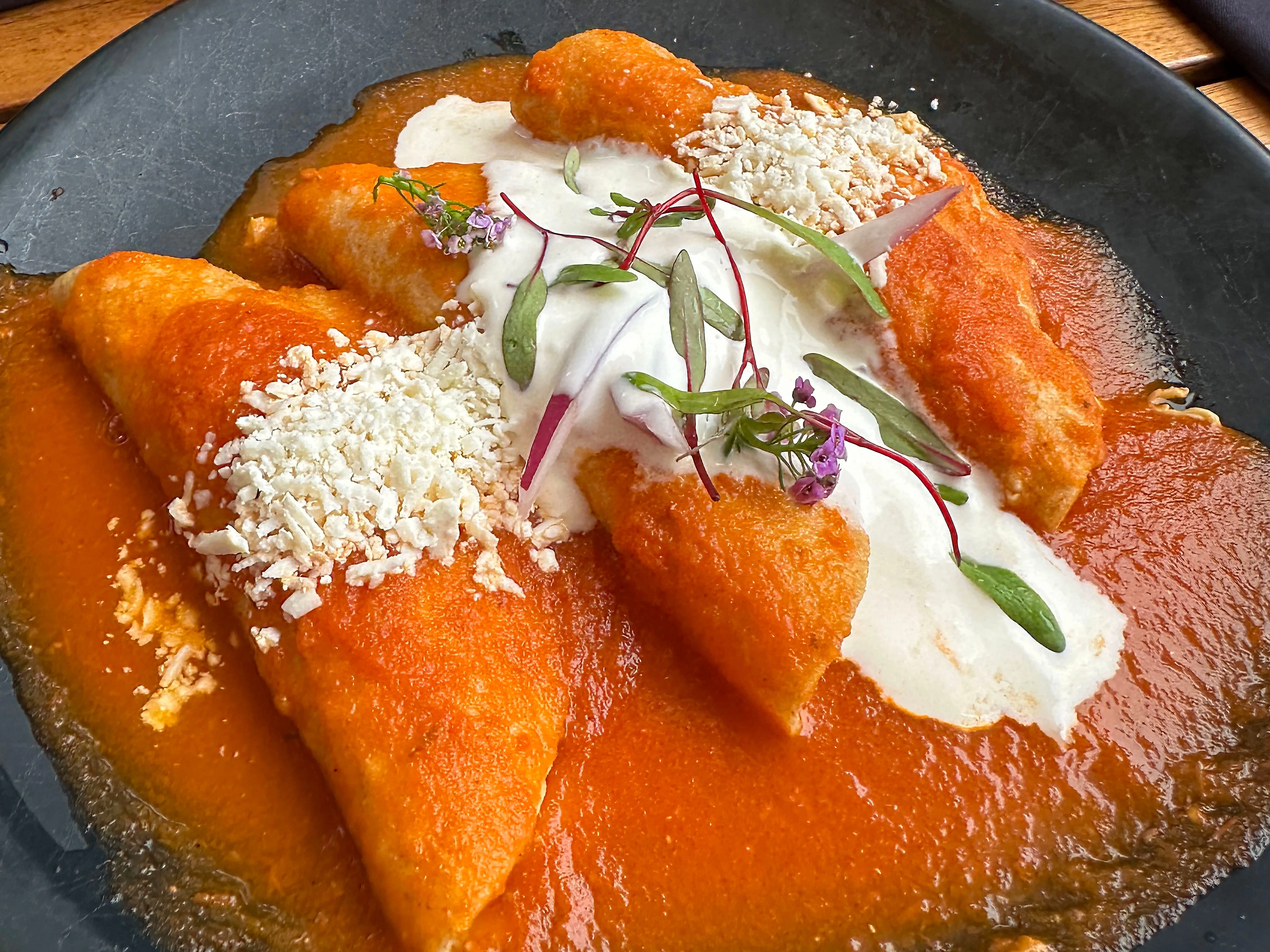 A plate of enchiladas.