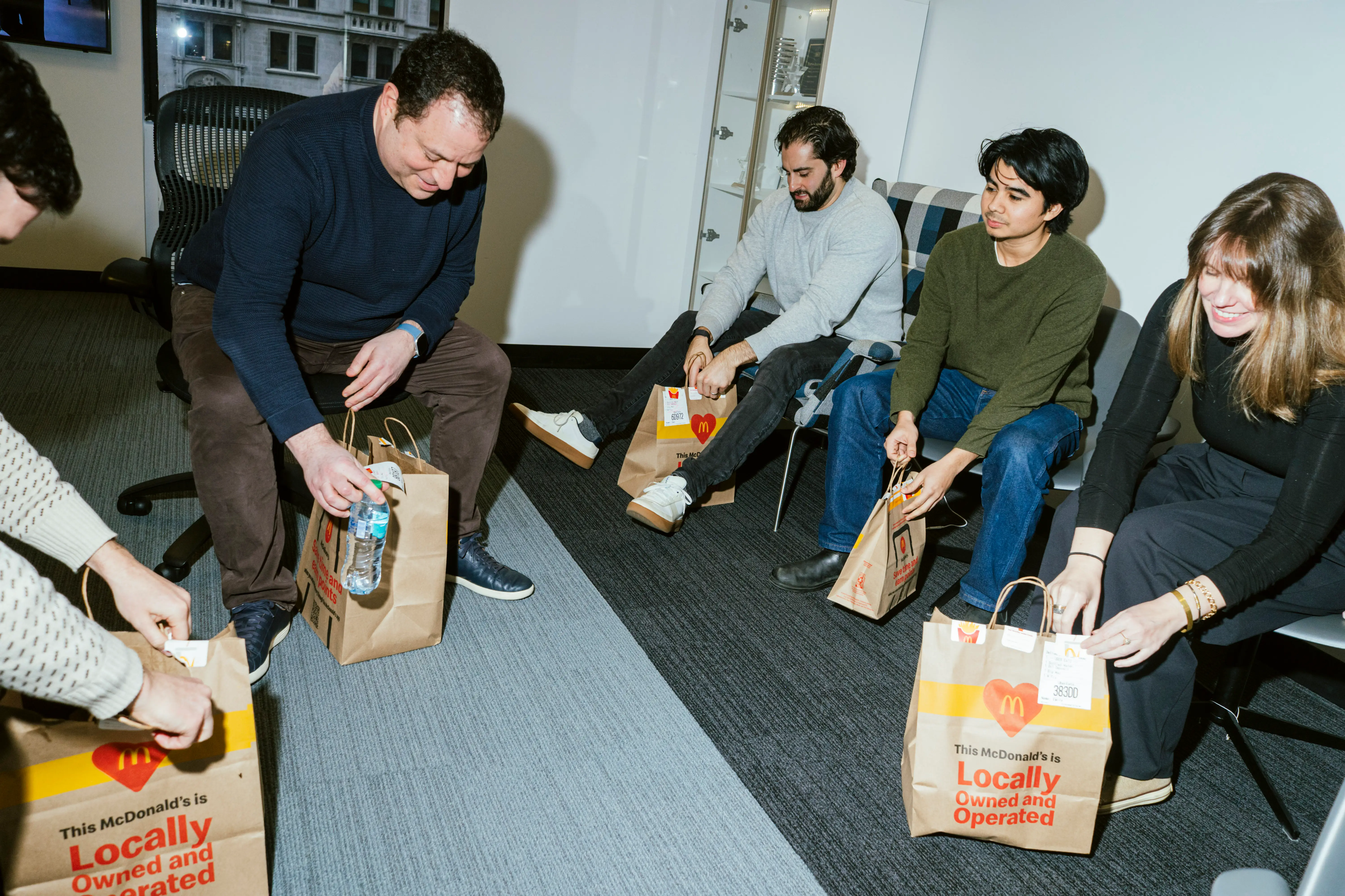 BI employees eating McDonalds