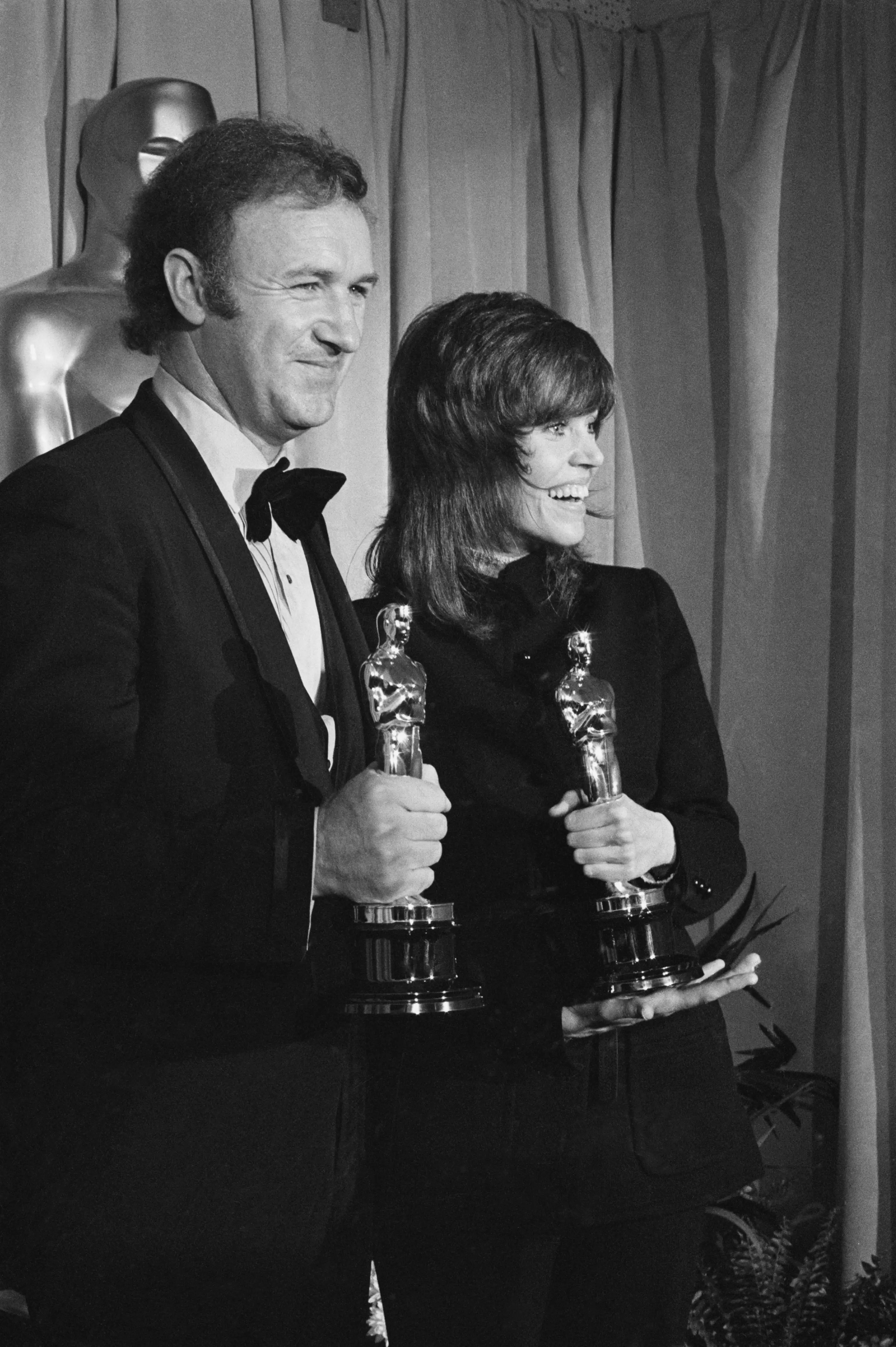 Gene Hackman and Jane Fonda at the 1972 Oscars