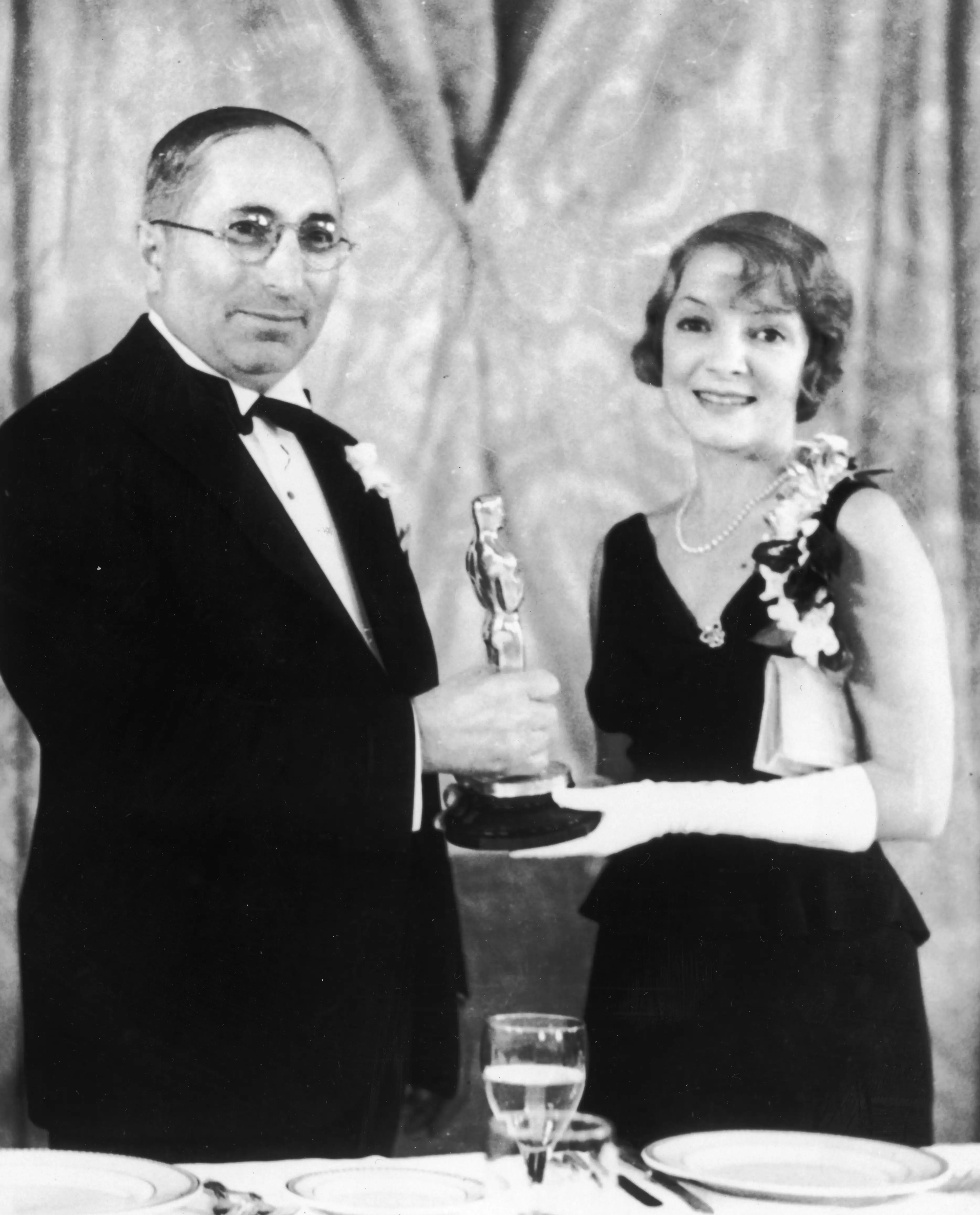 Louis B. Mayer and Helen Hayes at the 1932 Oscars