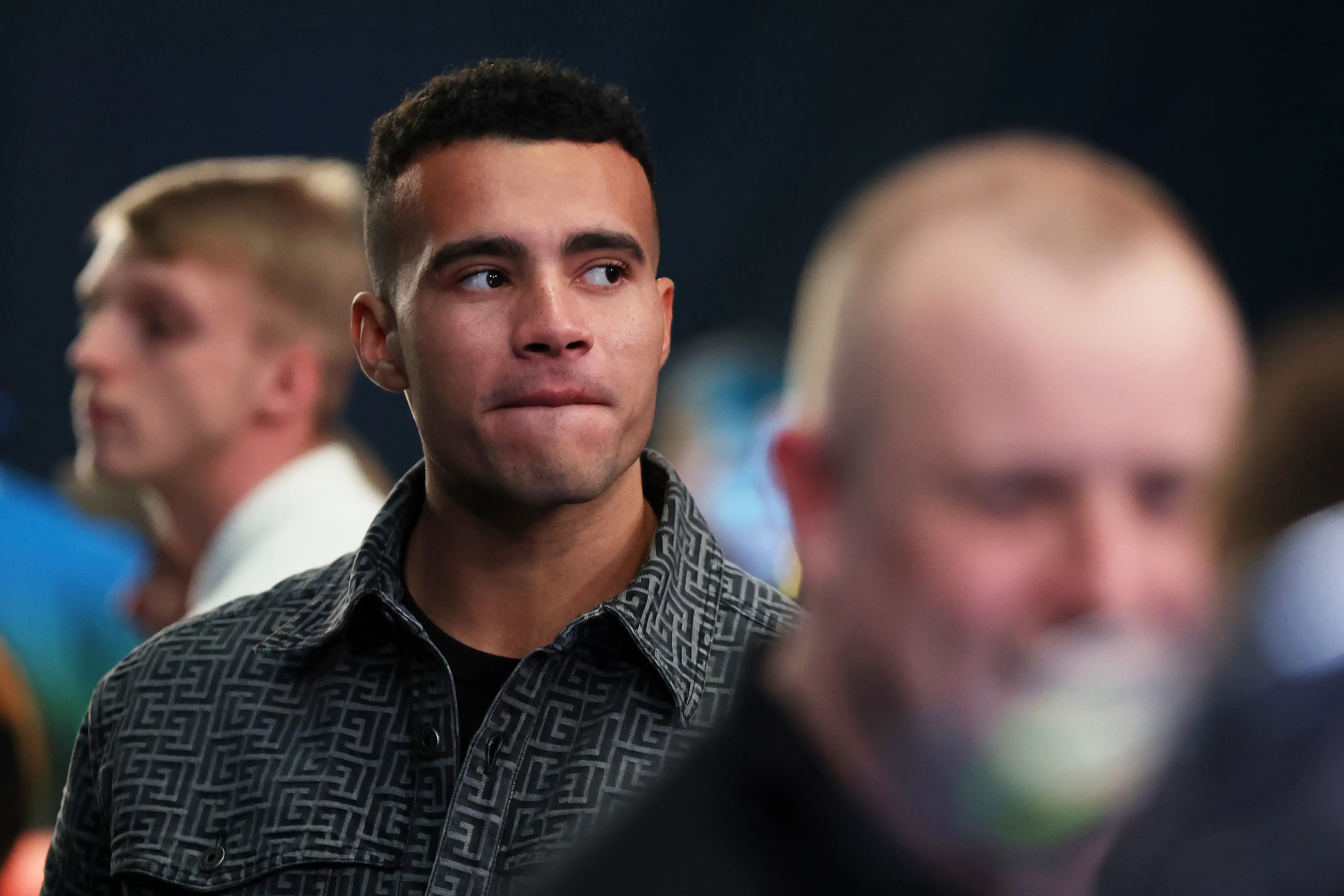 LEEDS, ENGLAND - JANUARY 20: Harrison (HStikkytokky) Sullivan looks on during the MF & DAZN X Series at First Direct Arena on January 20, 2024 in Leeds, England. (Photo by George Wood/Getty Images)