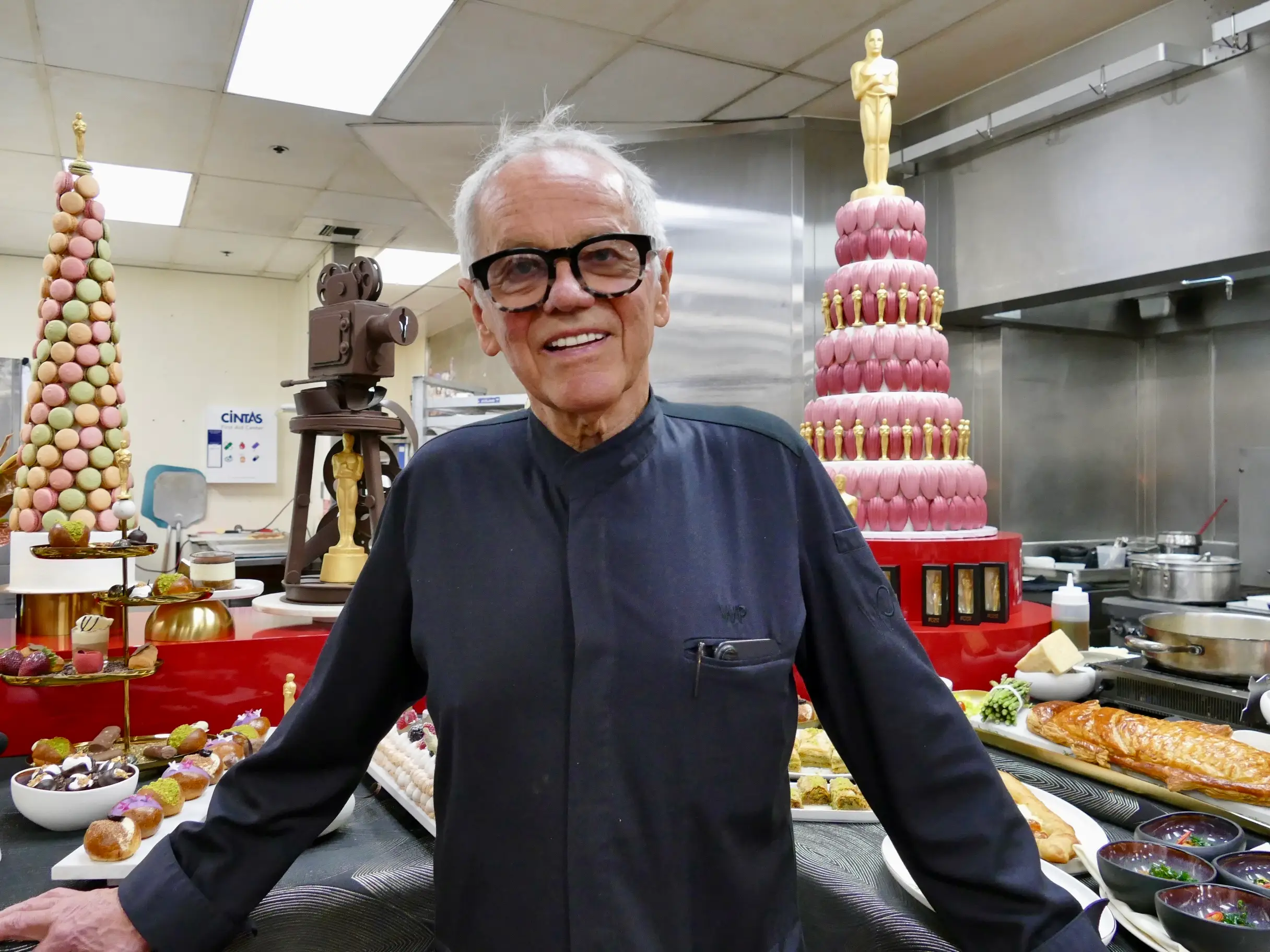 Wolfgang Puck in the kitchen at the 2026 Oscars.