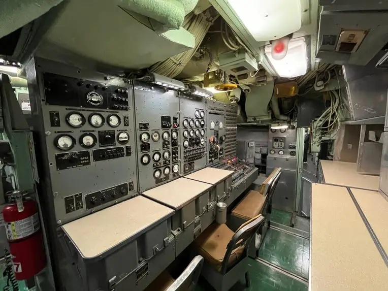 The missile checkout and guidance center on board the USS Growler.