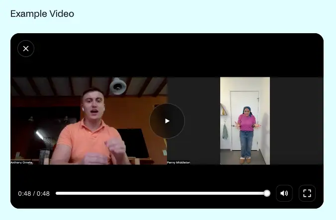 A sample video posted on Handshake AI's job listing shows two actors recording themselves while talking and acting out a scene