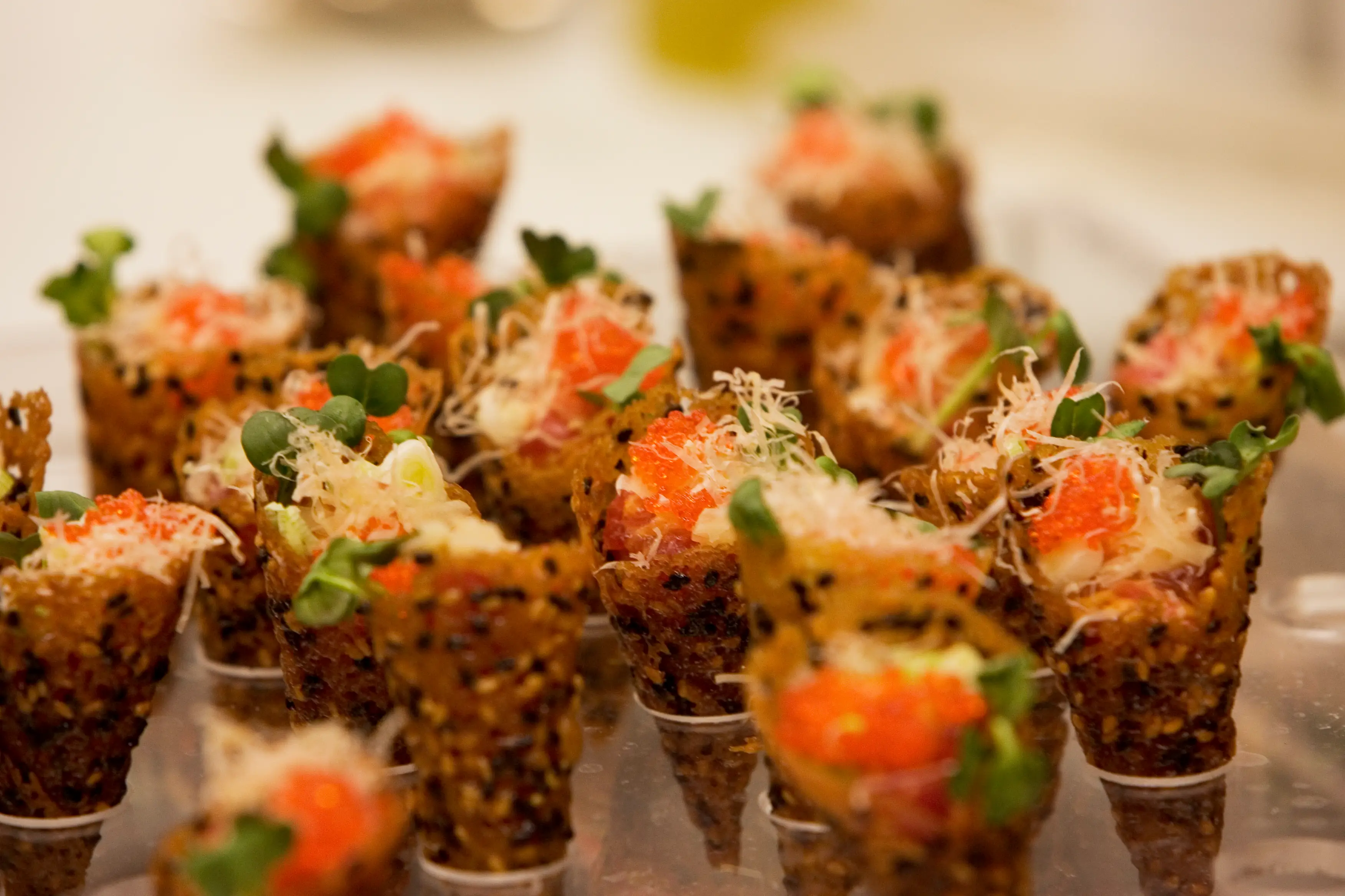 Spicy Tuna Tartare in a Sesame Miso Cone. Master chef Wolfgang Puck creates the dishes that will be served at the Governors Ball, the post-telecast celebration following the 78th Academy Awards® on Sunday, March 5, 2006.
