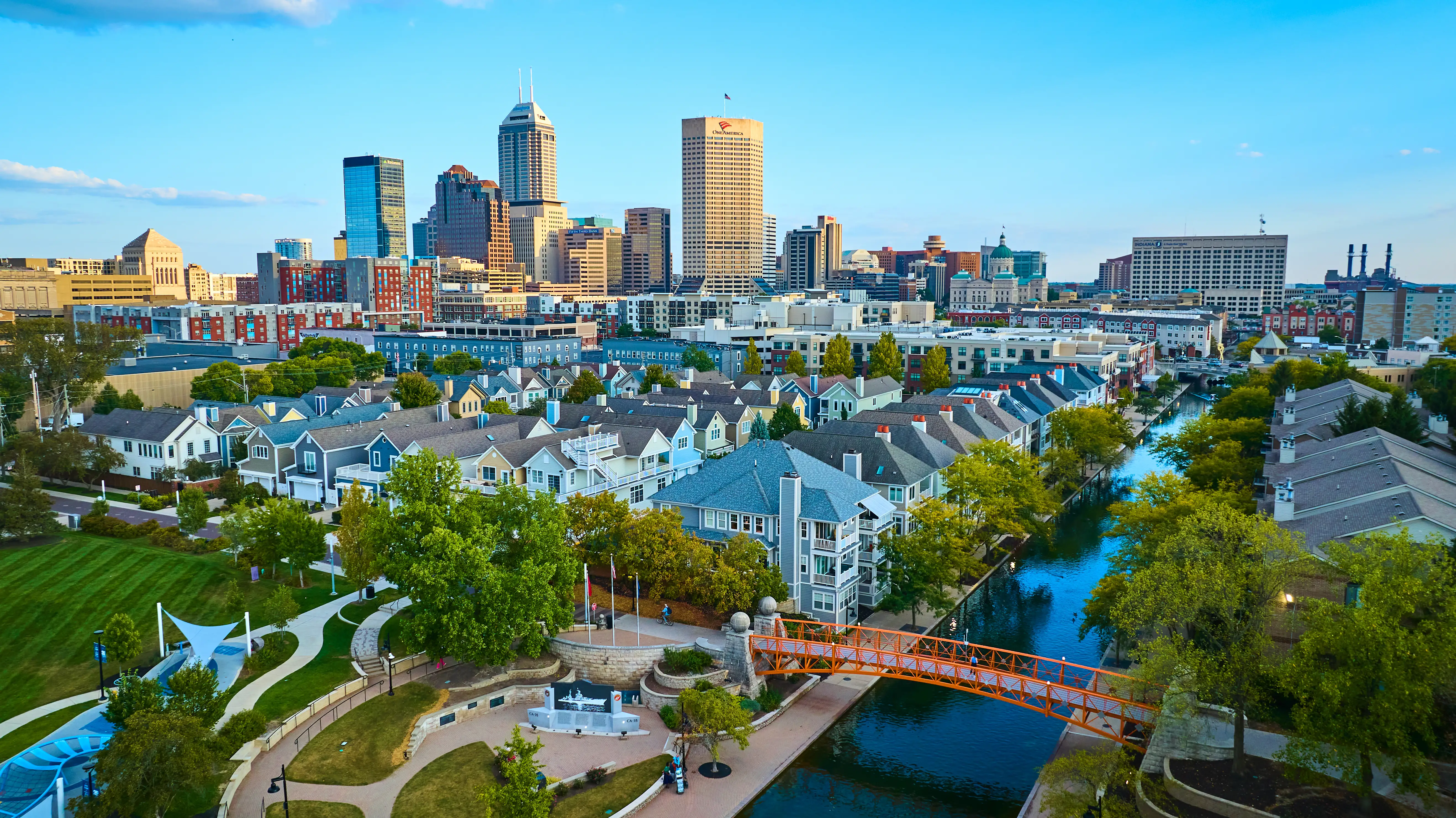 Aerial view of the skyline in Indianapolis.