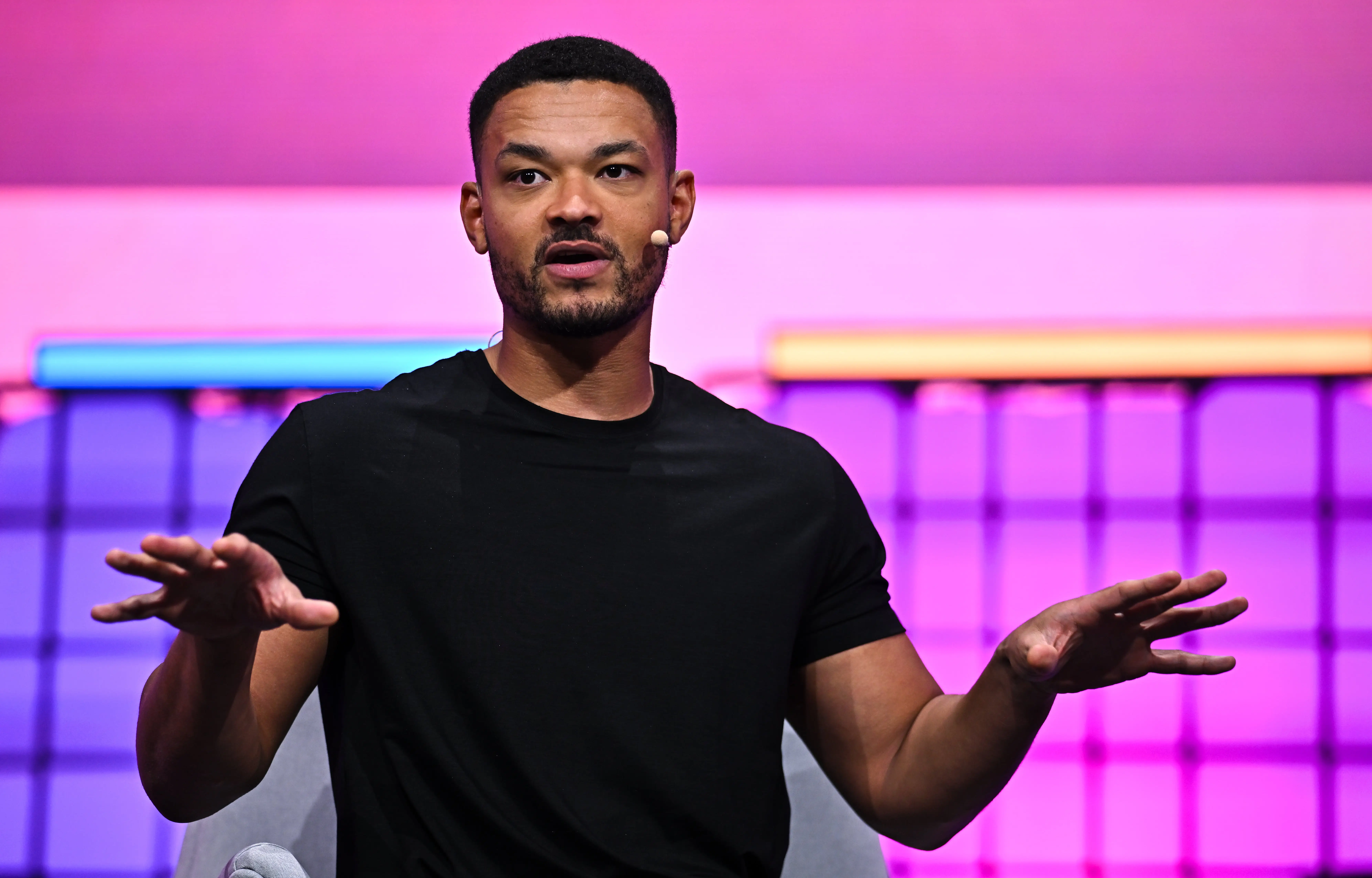 Doha , Qatar - 3 February 2026; Steven Bartlett, Entrepreneur & Podcaster, Diary of a CEO, on Centre stage during day two of Web Summit Qatar 2026 at the Doha Exhibition and Convention Center in Doha, Qatar. (Photo By Sam Barnes/Sportsfile for Web Summit Qatar via Getty Images)